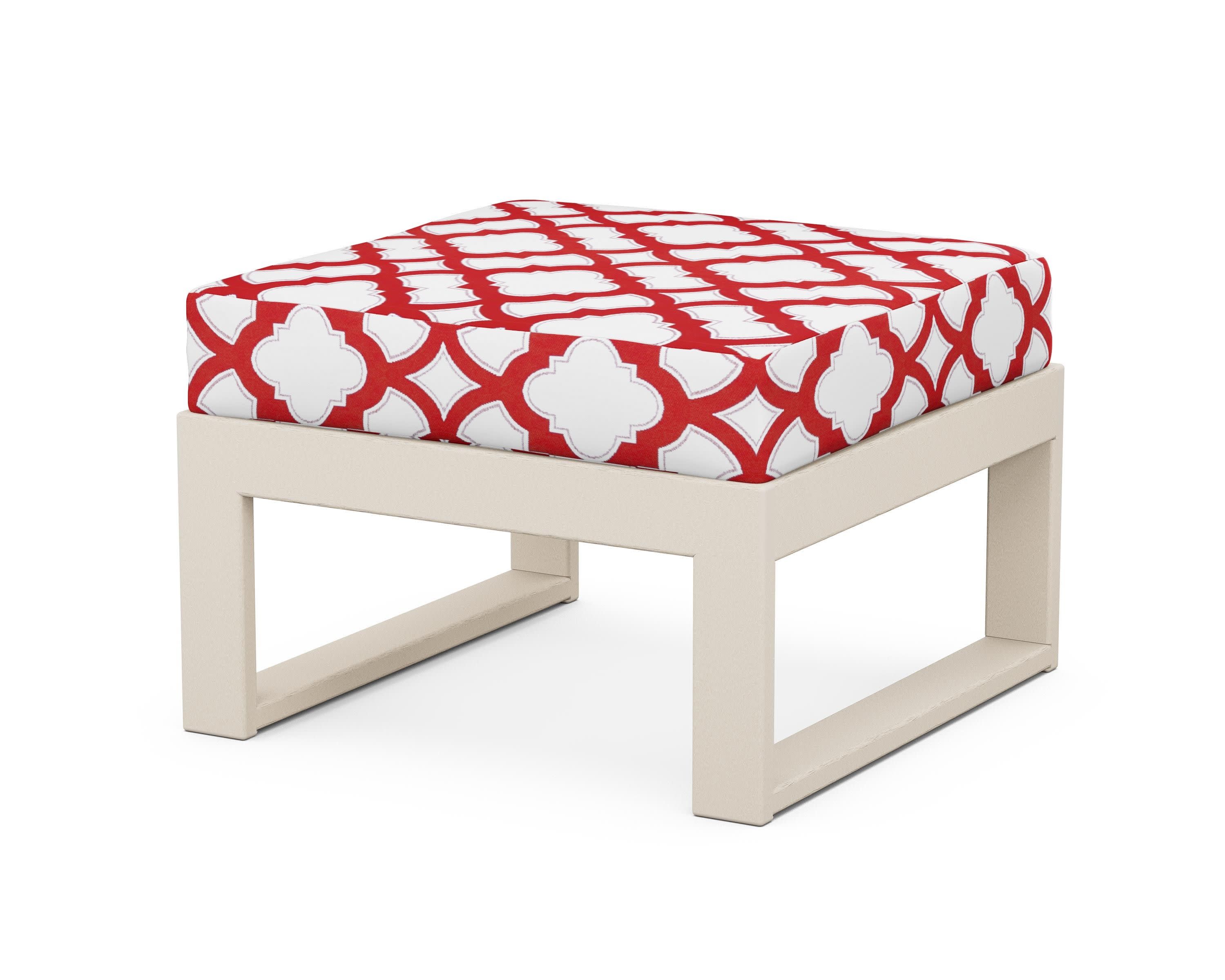 Modular Ottoman - Modern in Sand / Trellis Crimson