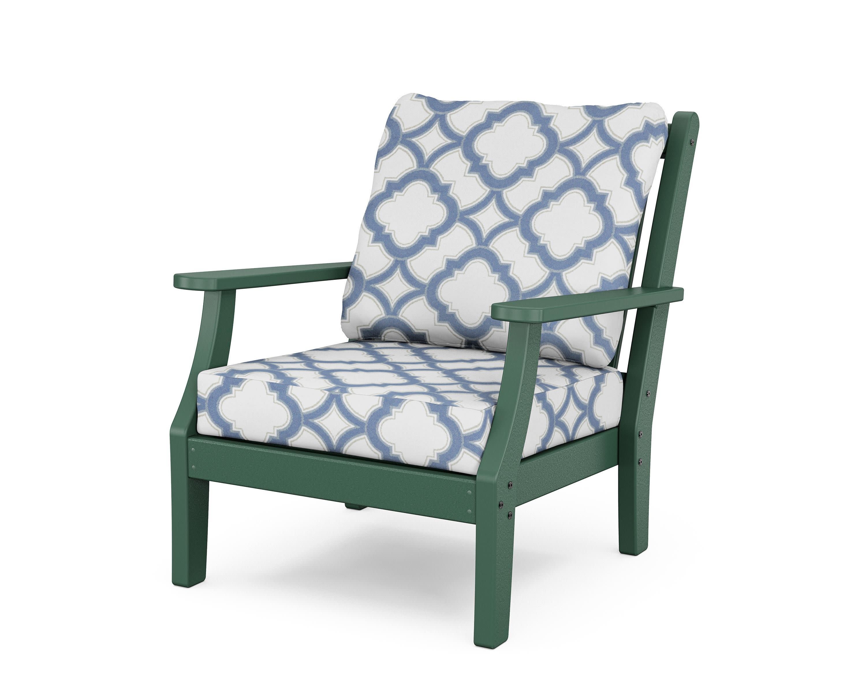 Wovendale Deep Seating Chair in Green / Trellis Sky Blue