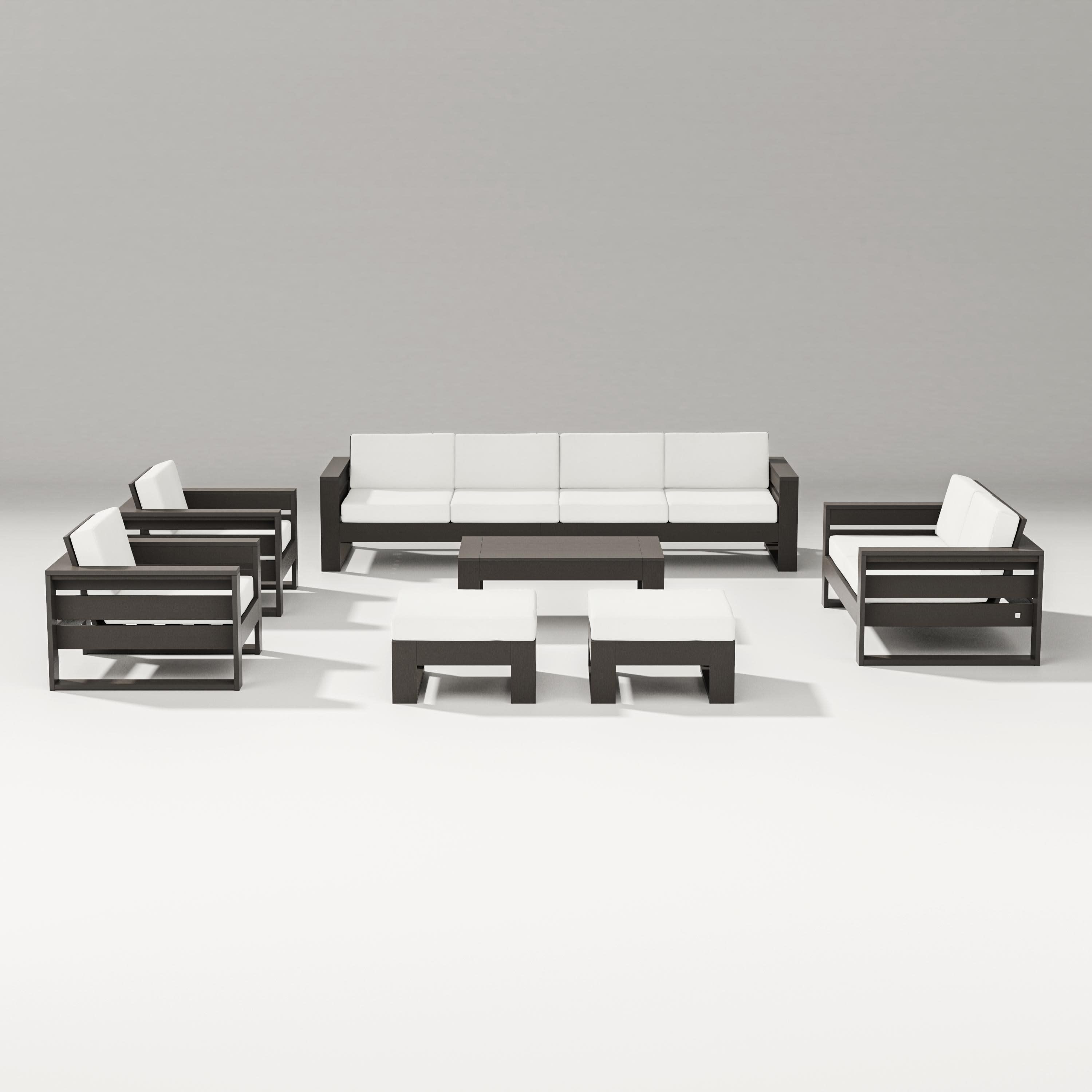 Latitude 8-Piece Lounge Sofa Set in Vintage Coffee / Natural Linen
