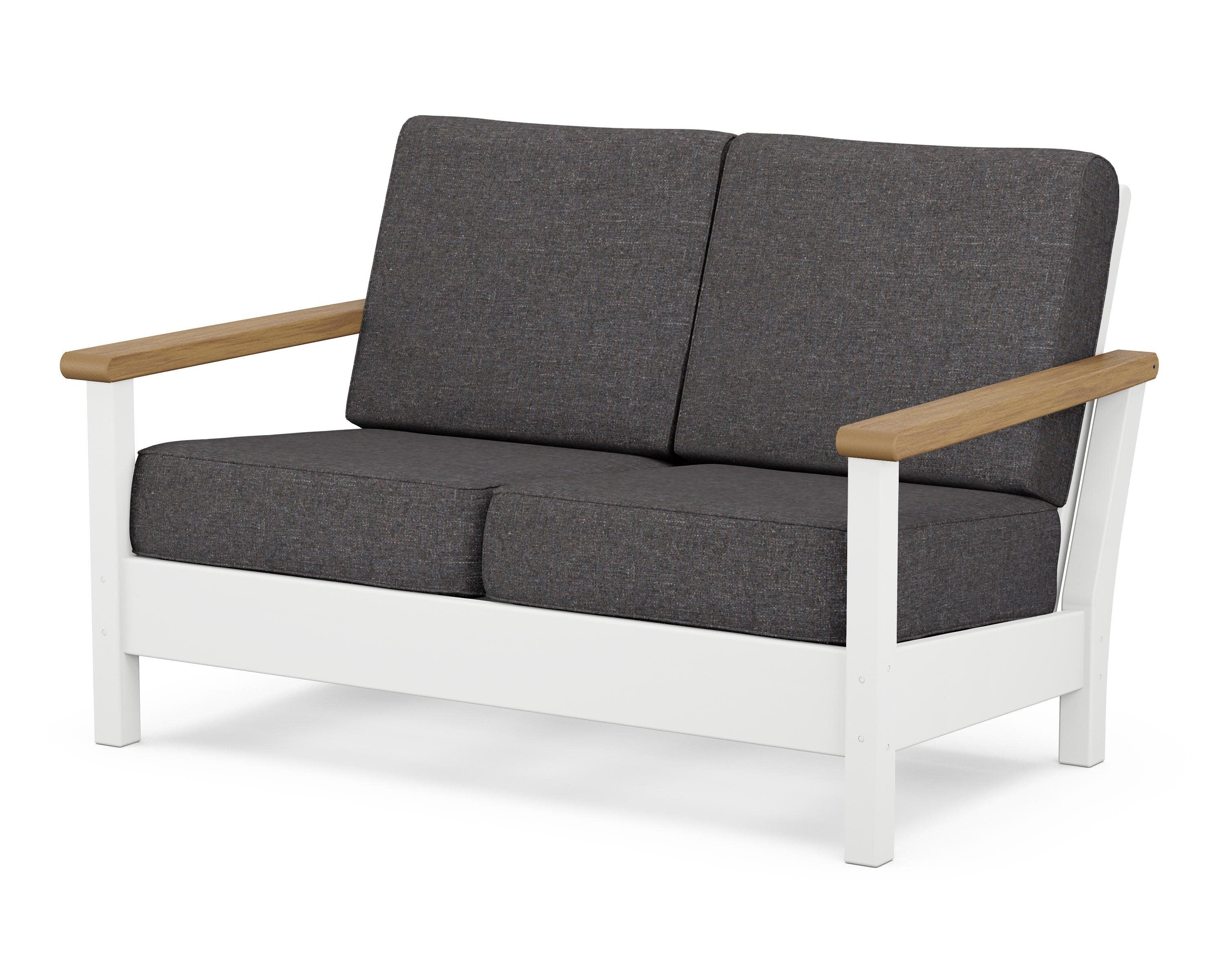 Harbour Deep Seating Loveseat in White / Natural / Ash Charcoal