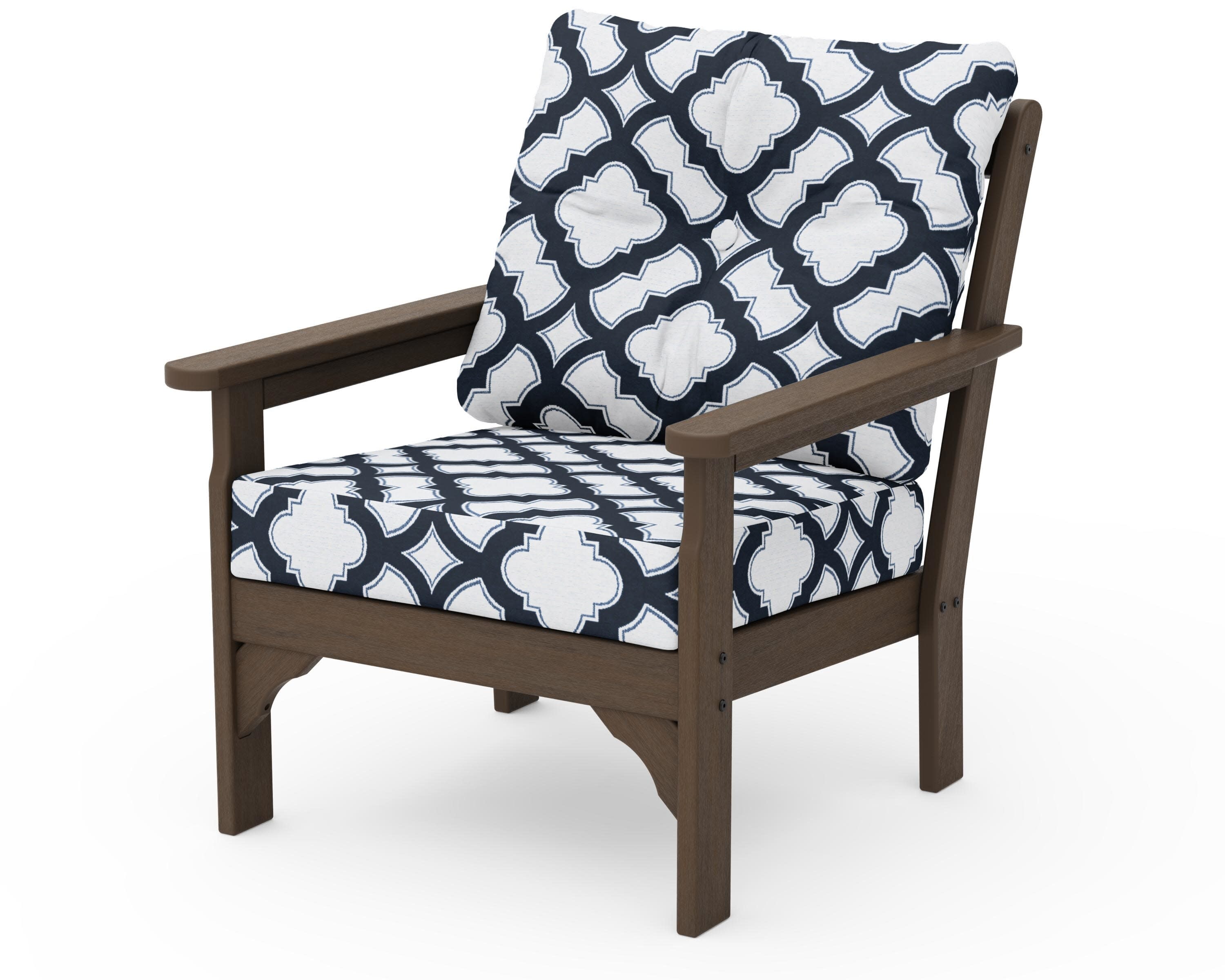 Vineyard Deep Seating Chair in Kona / Trellis Marine Indigo
