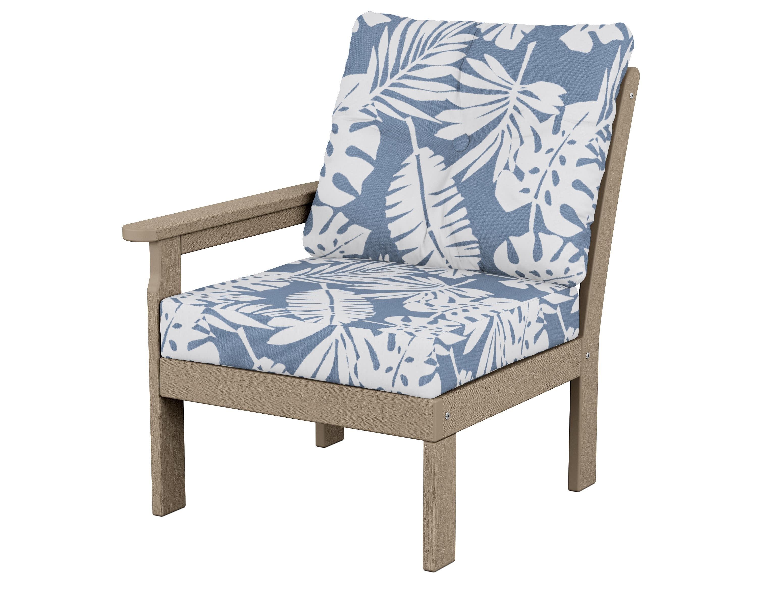 Vineyard Modular Left Arm Chair in Vintage Sahara / Leaf Sky Blue