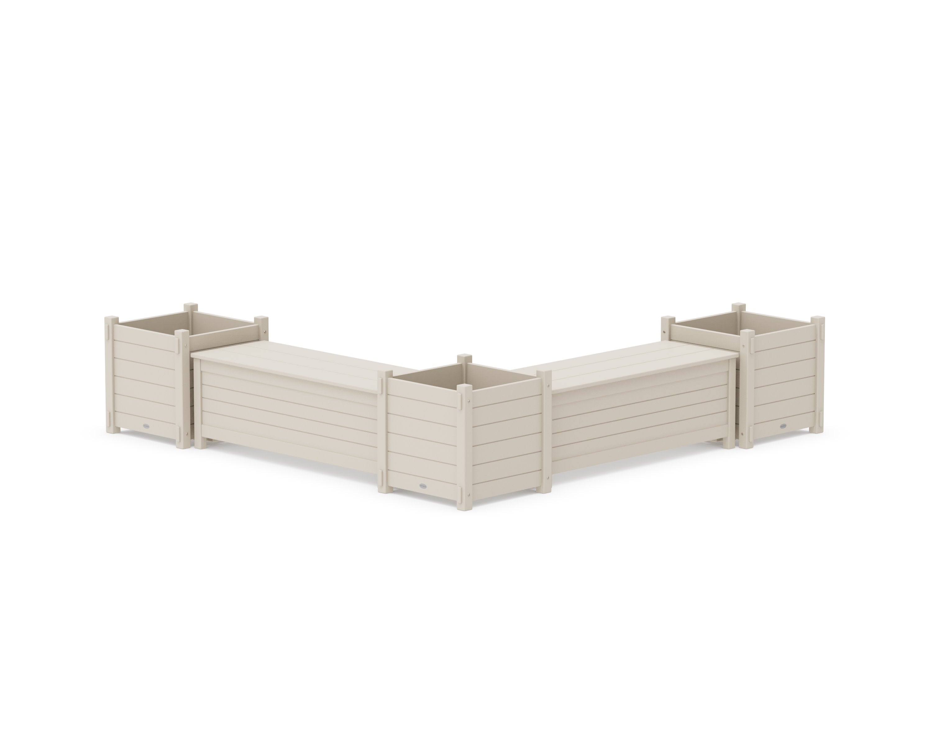 48" Nautical L- Shaped Planter Storage Bench Corner Set- Large in Sand