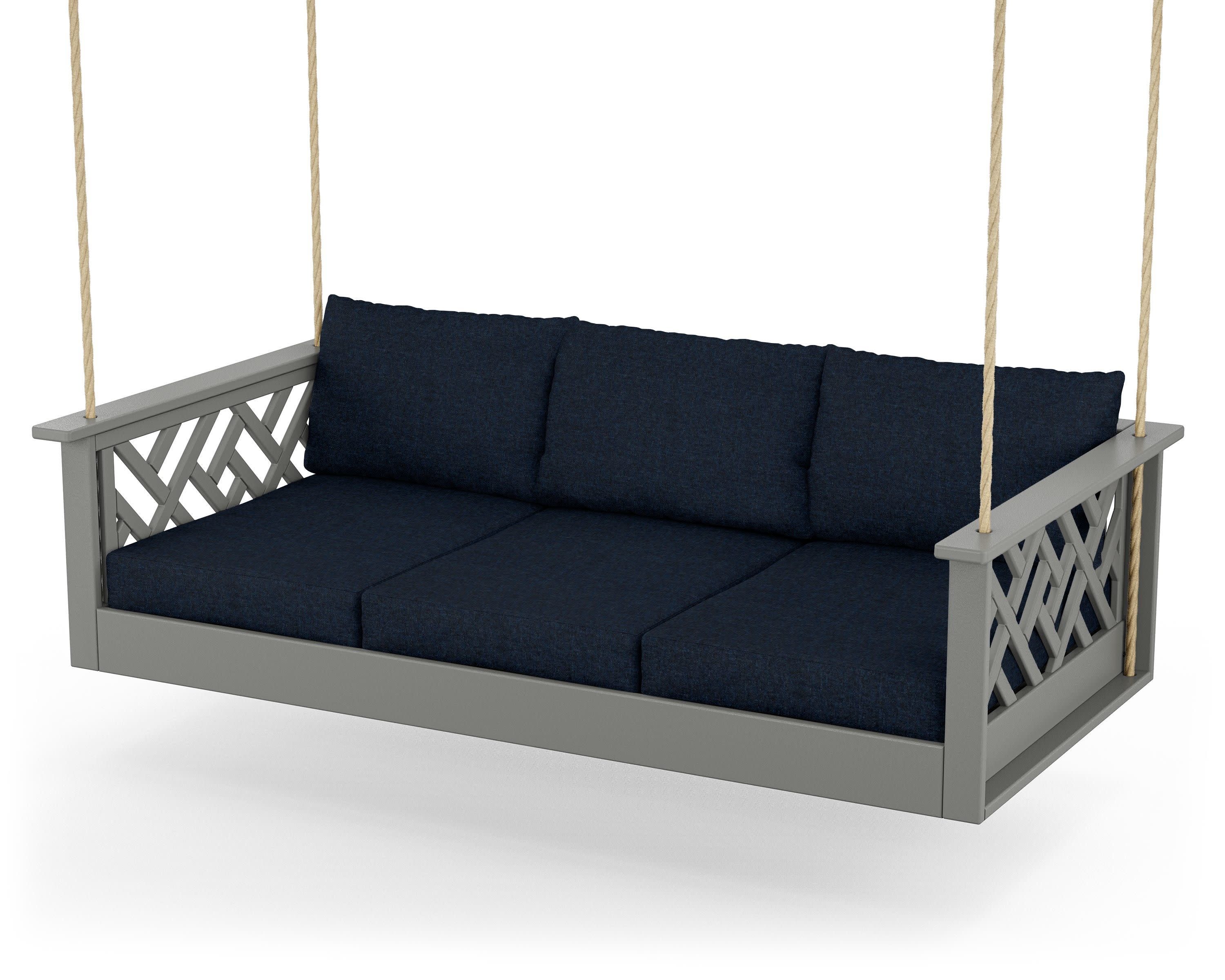 Chippendale Daybed Swing in Slate Grey / Marine Indigo