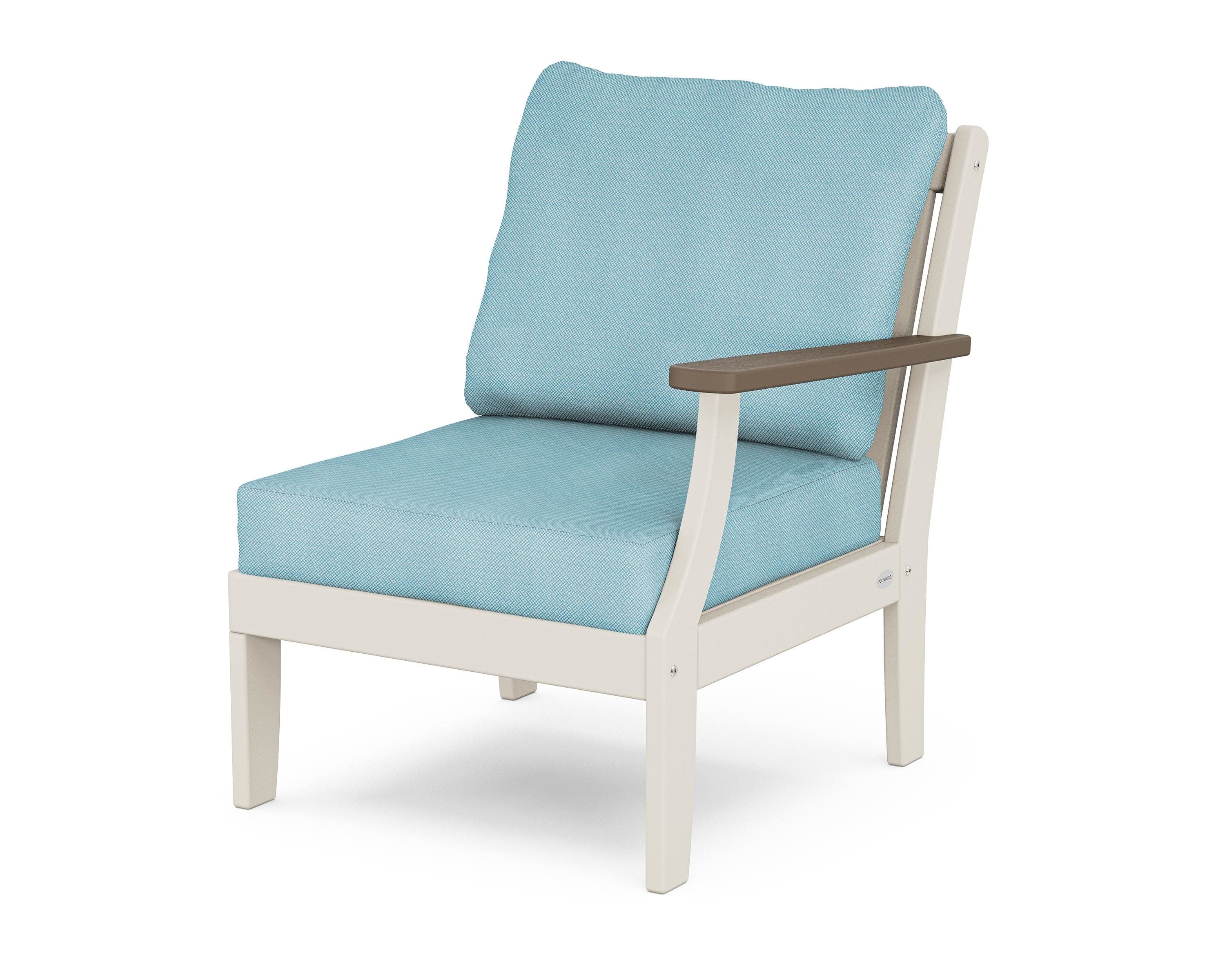 Braxton Modular Right Arm Chair in Sand / Kona / Lattice Sky Blue