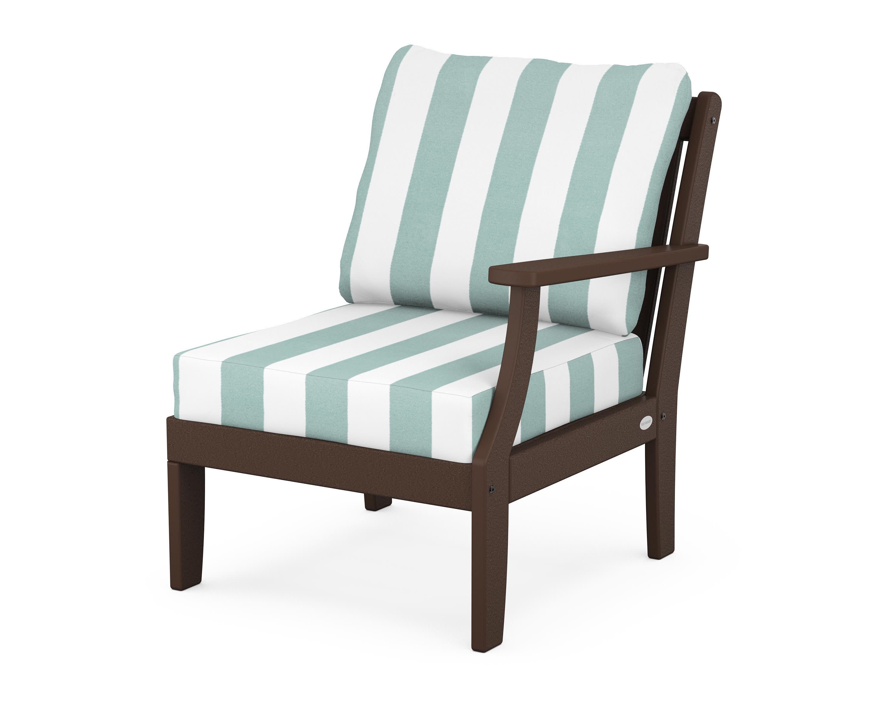 Braxton Modular Right Arm Chair in Mahogany / Cabana Stripe Glacier Spa
