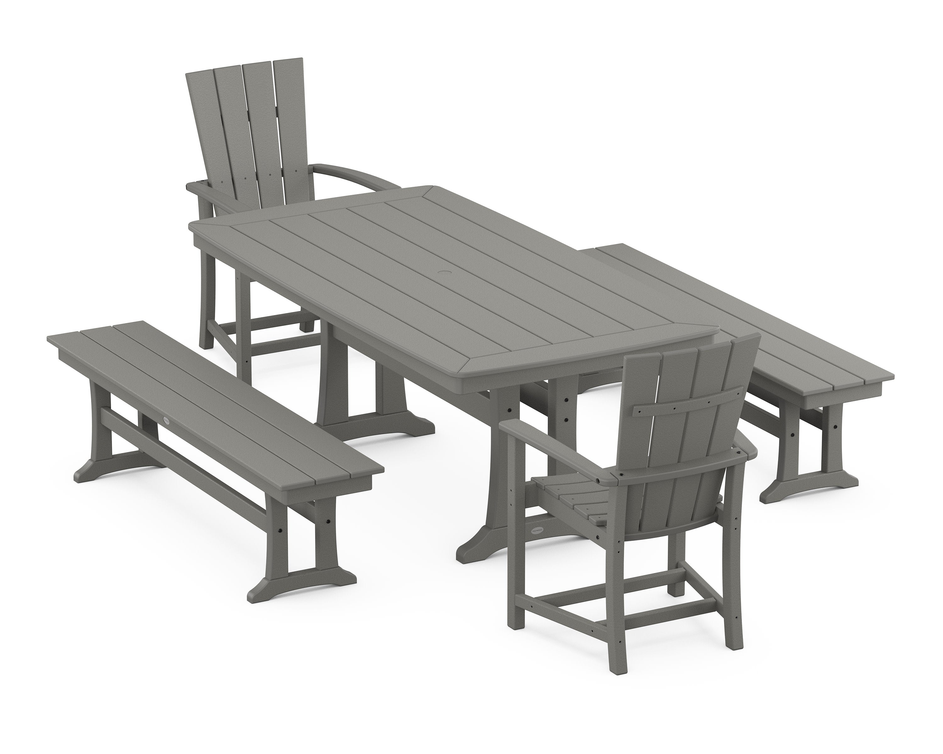 Quattro 5-Piece Dining Set with Trestle Legs in Slate Grey