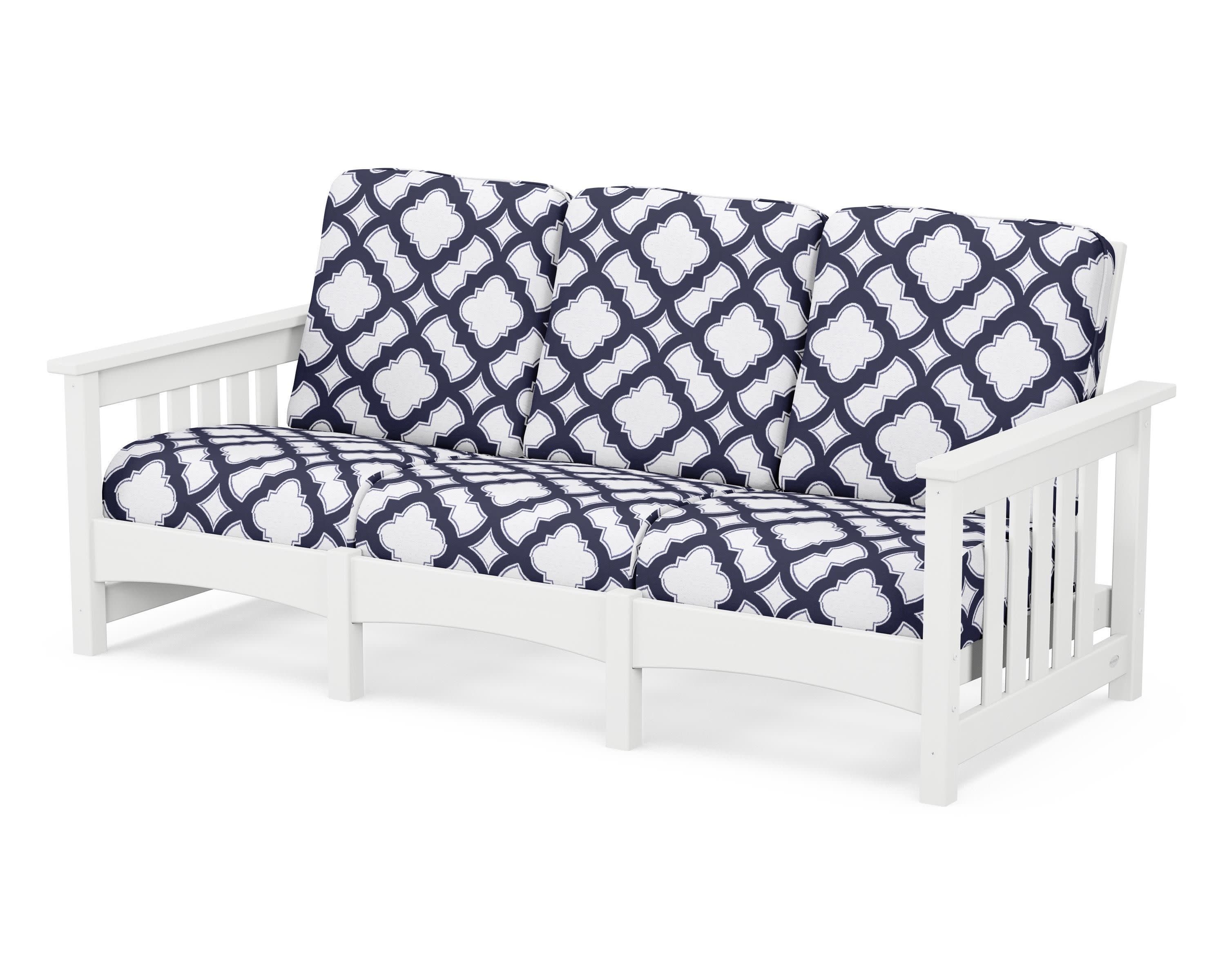 Club Mission Sofa in White / Trellis Navy