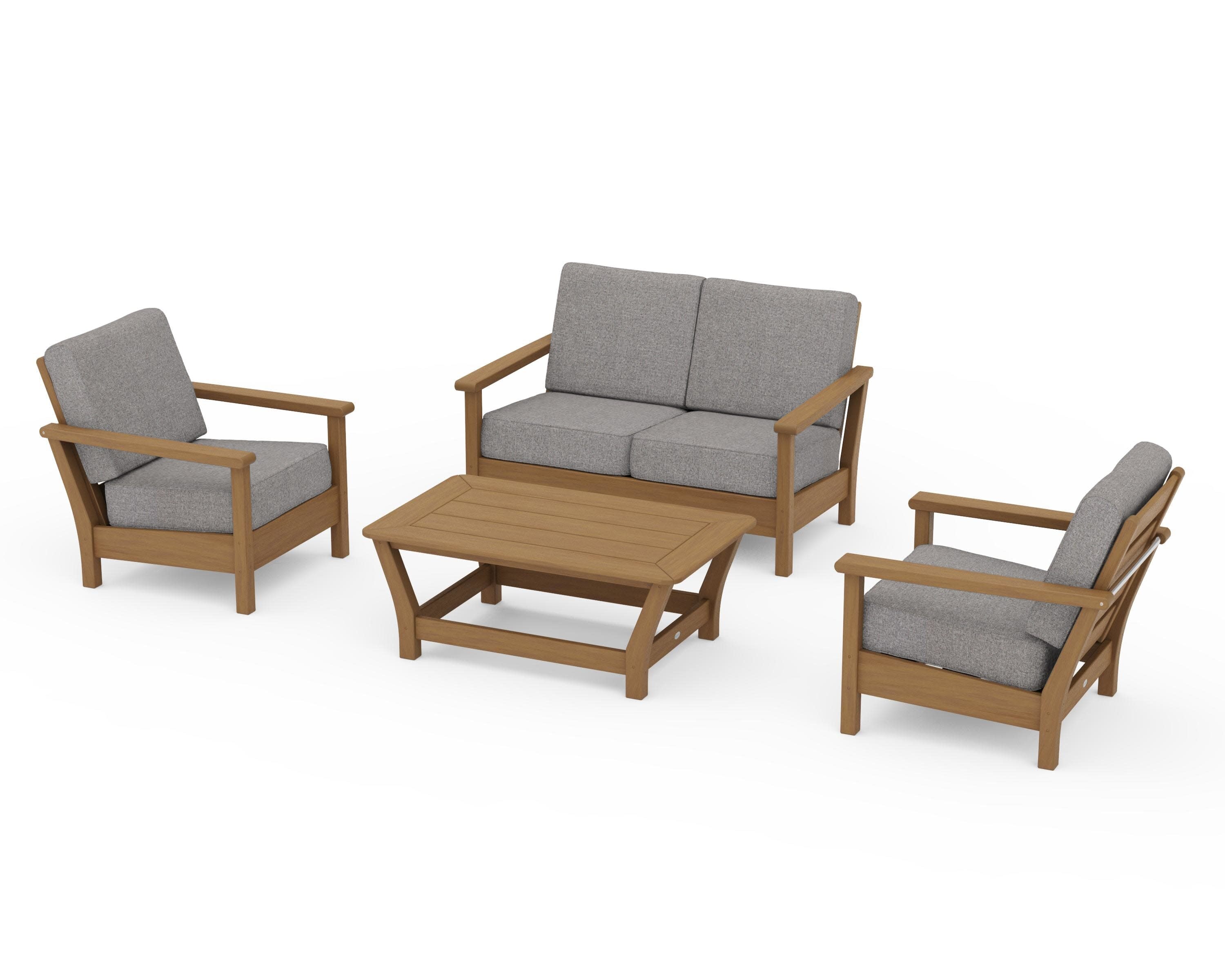 Harbour 4-Piece Deep Seating Set in Natural / Grey Mist