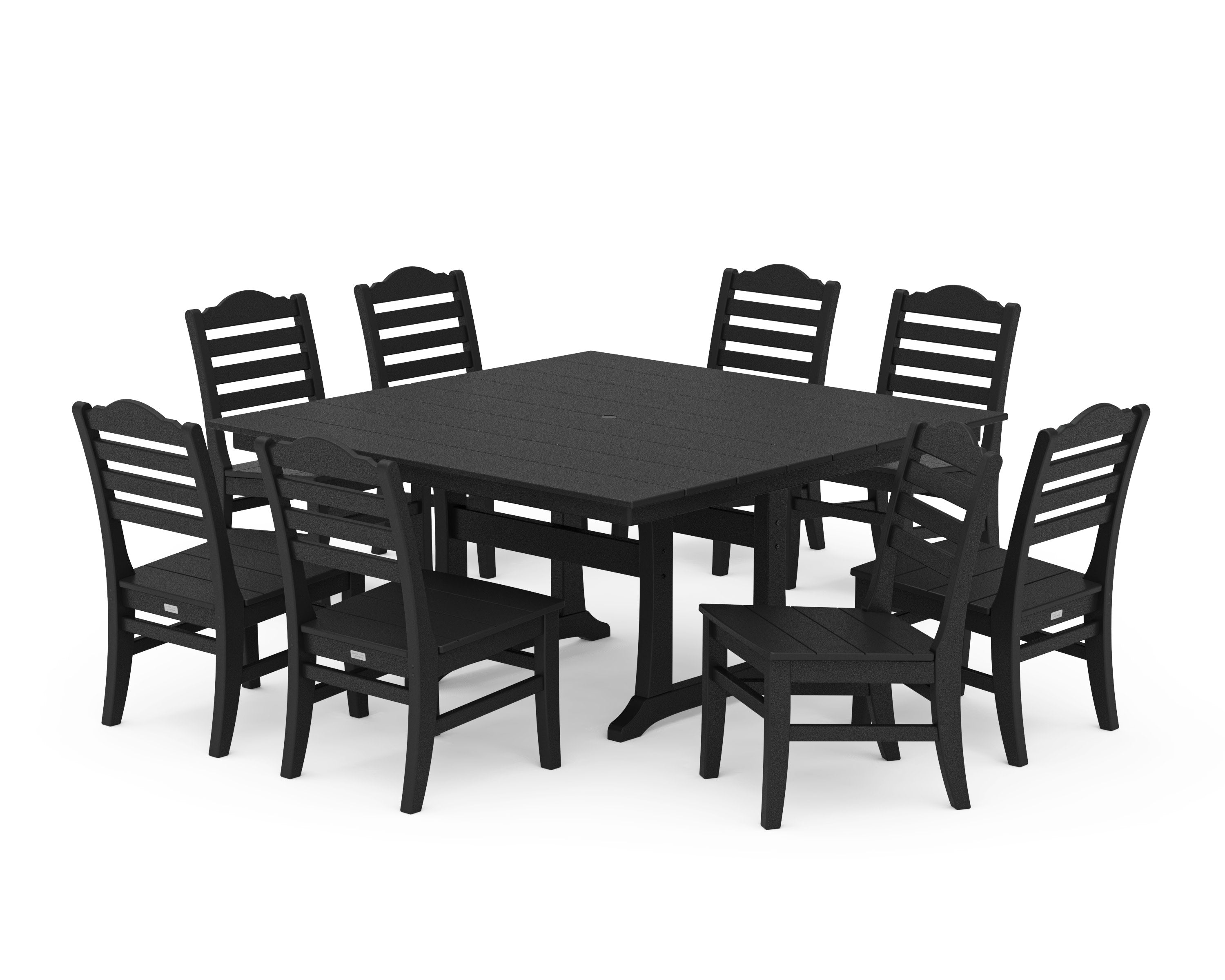 Savannah Side Chair 9-Piece Square Farmhouse Dining Set with Trestle Legs in Black