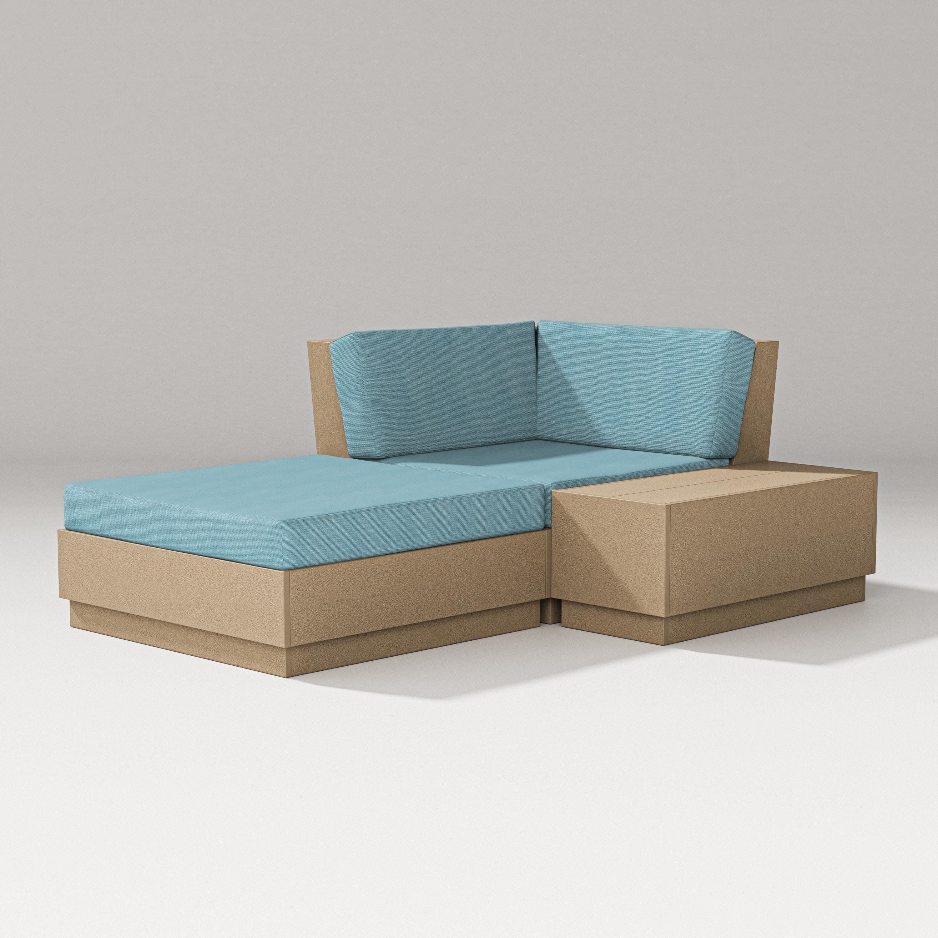 Elevate Corner Chaise in Vintage Sahara / Lattice Sky Blue