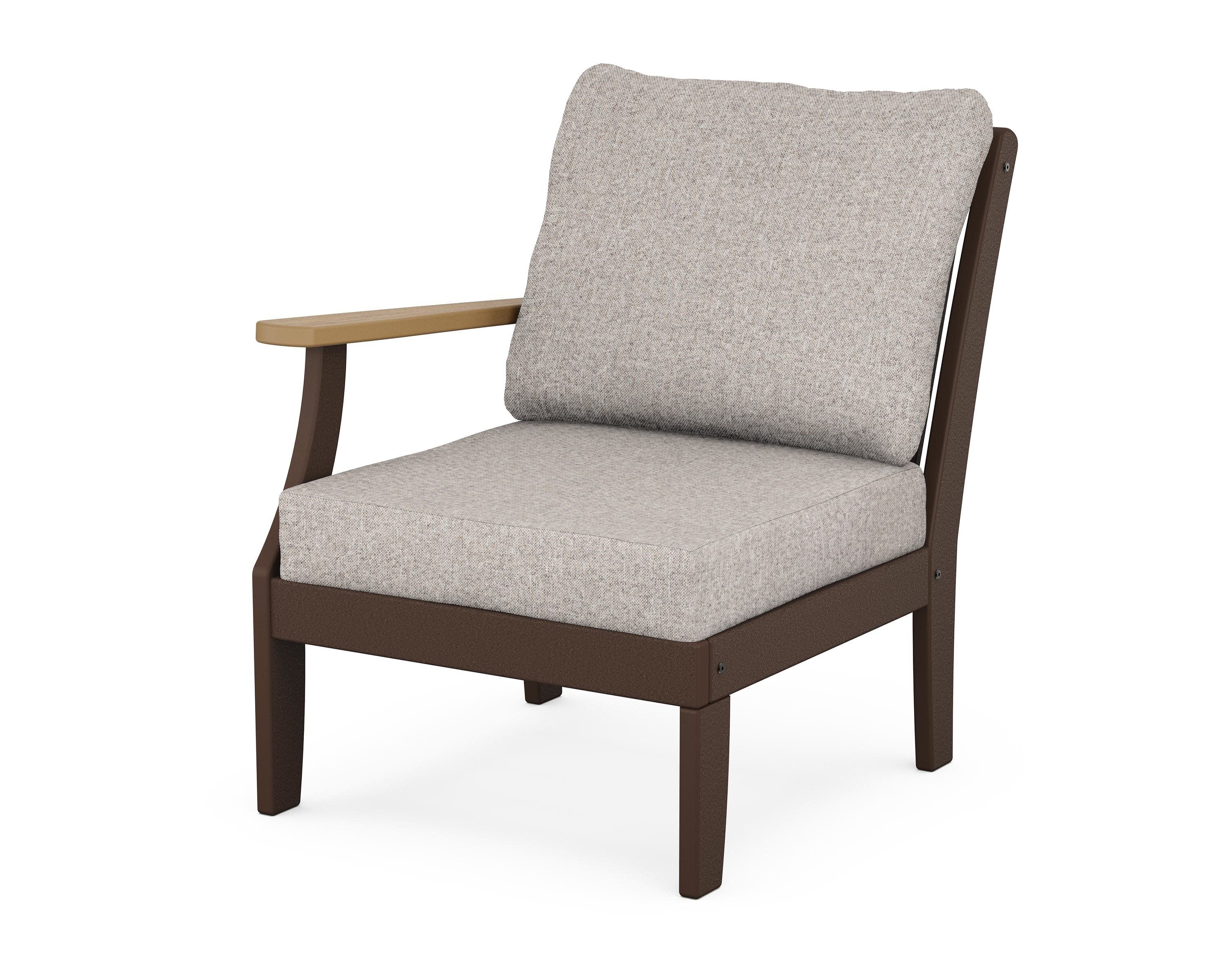 Braxton Modular Left Arm Chair in Mahogany / Natural / Weathered Tweed