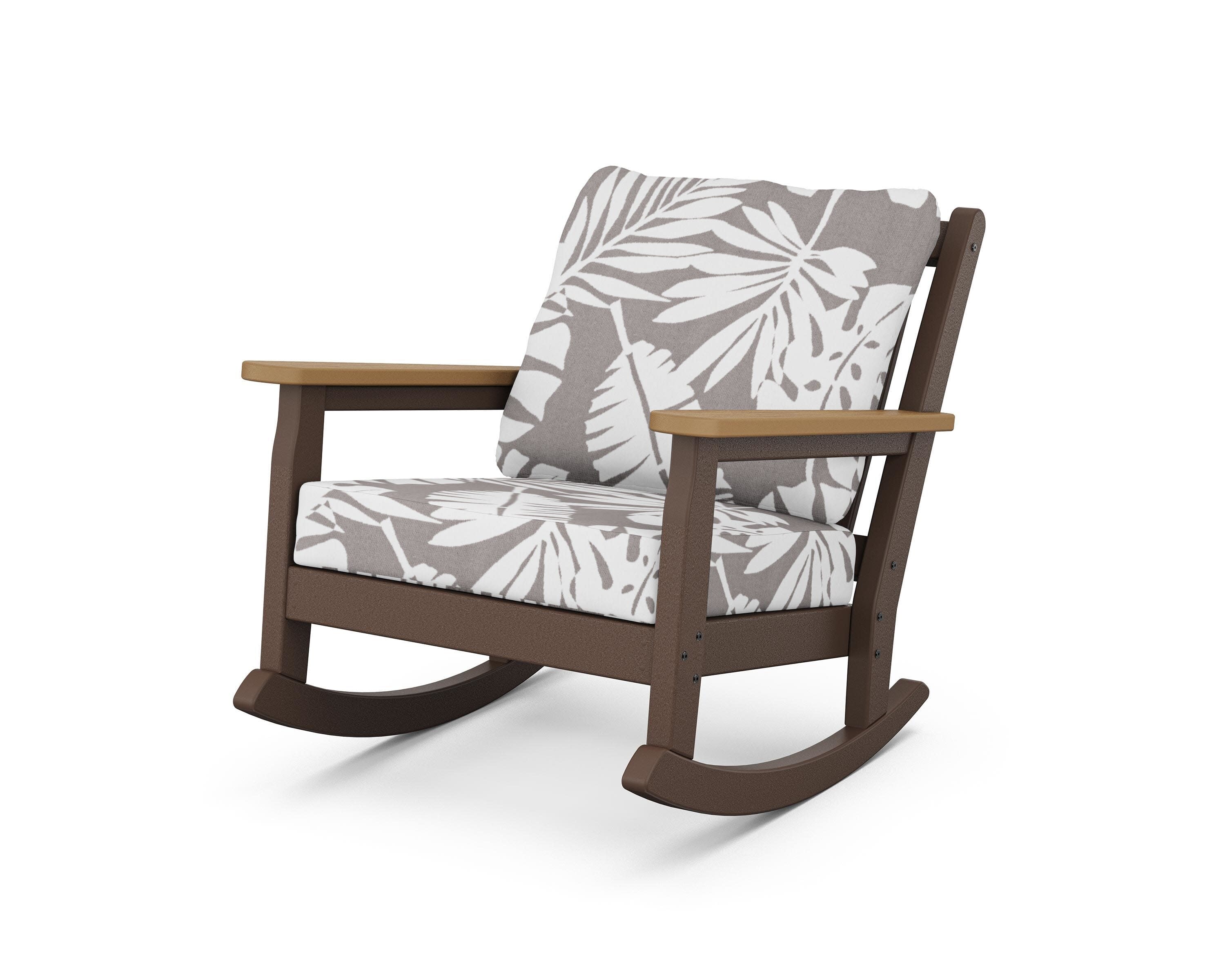 Chippendale Deep Seating Rocking Chair in Mahogany / Natural / Leaf Grey Mist