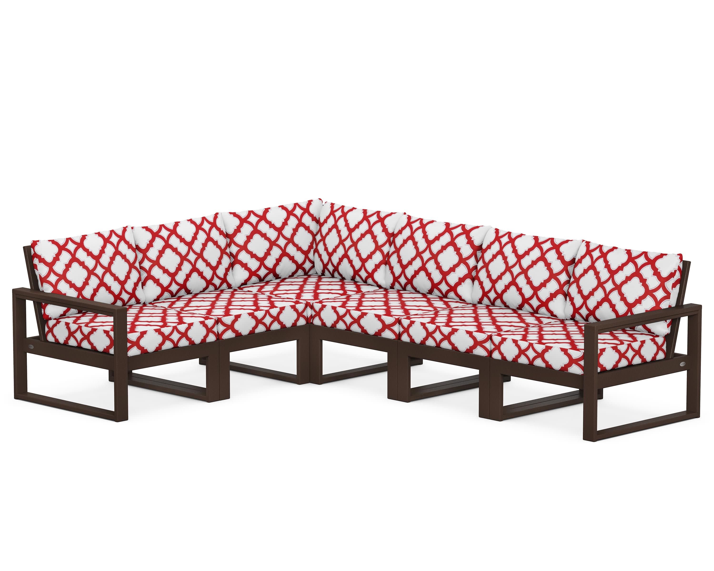 EDGE 6-Piece Modular Deep Seating Set in Mahogany / Trellis Crimson