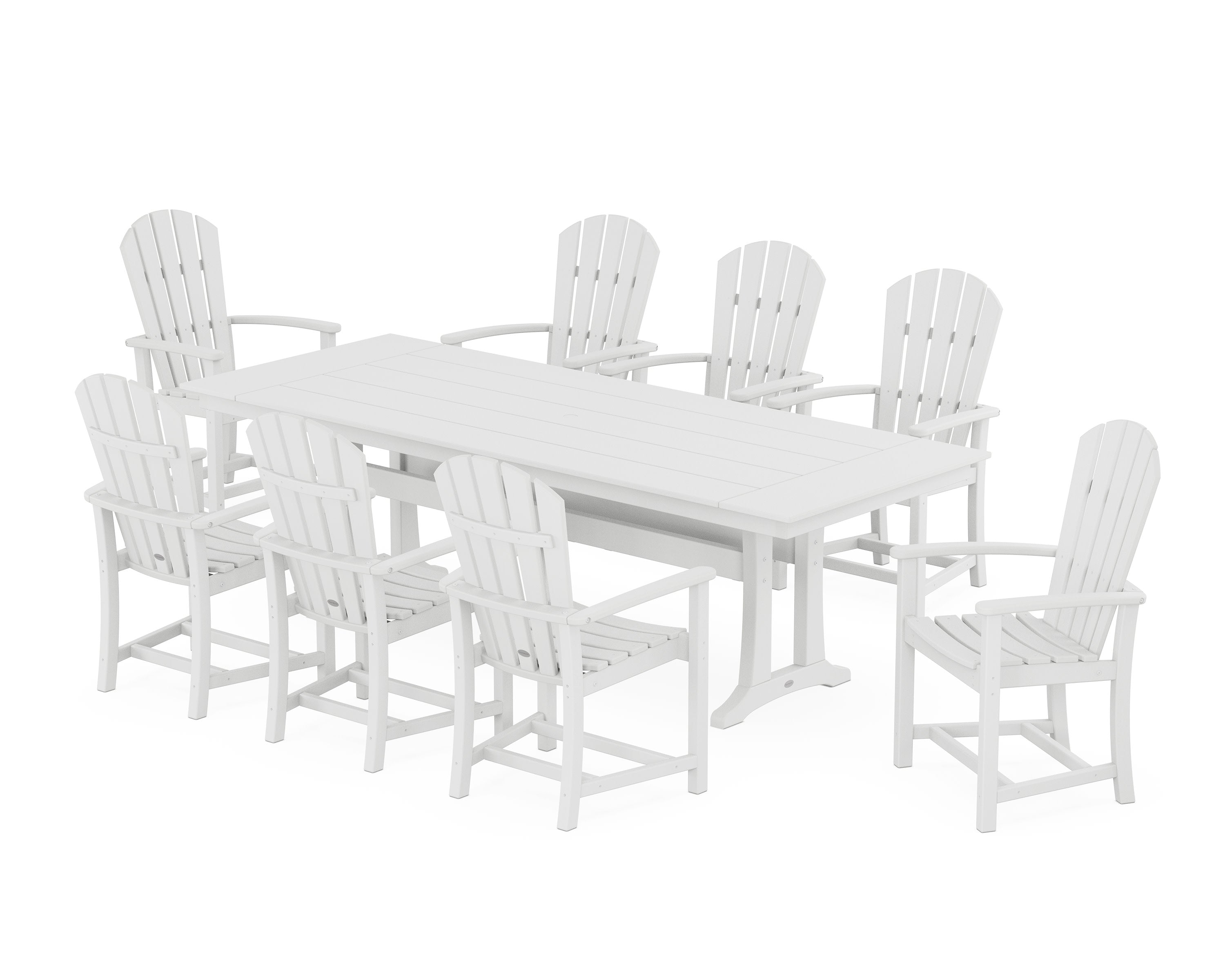 Palm Coast 9-Piece Farmhouse Dining Set with Trestle Legs in White
