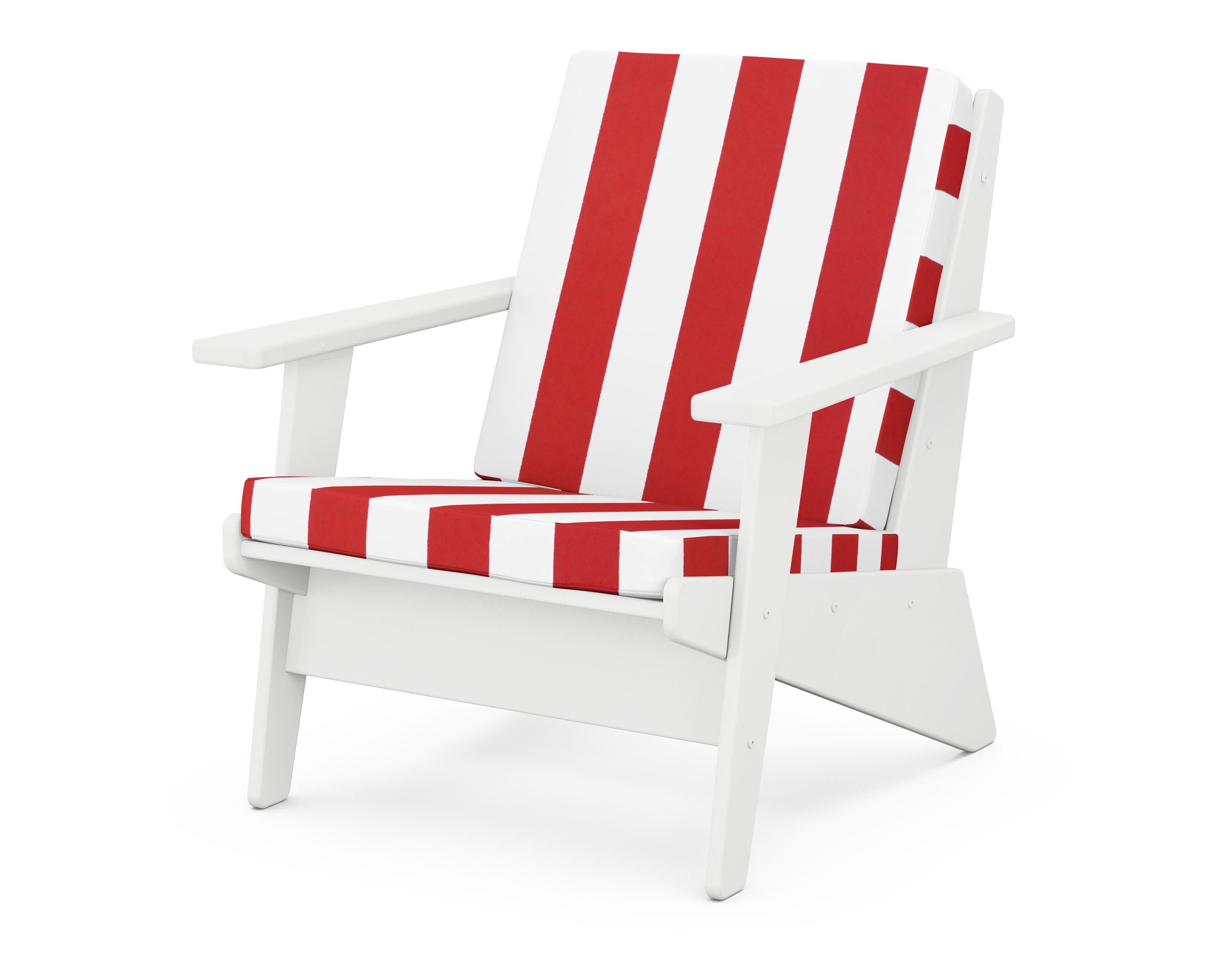 Riviera Modern Lounge Chair in White / Cabana Stripe Crimson