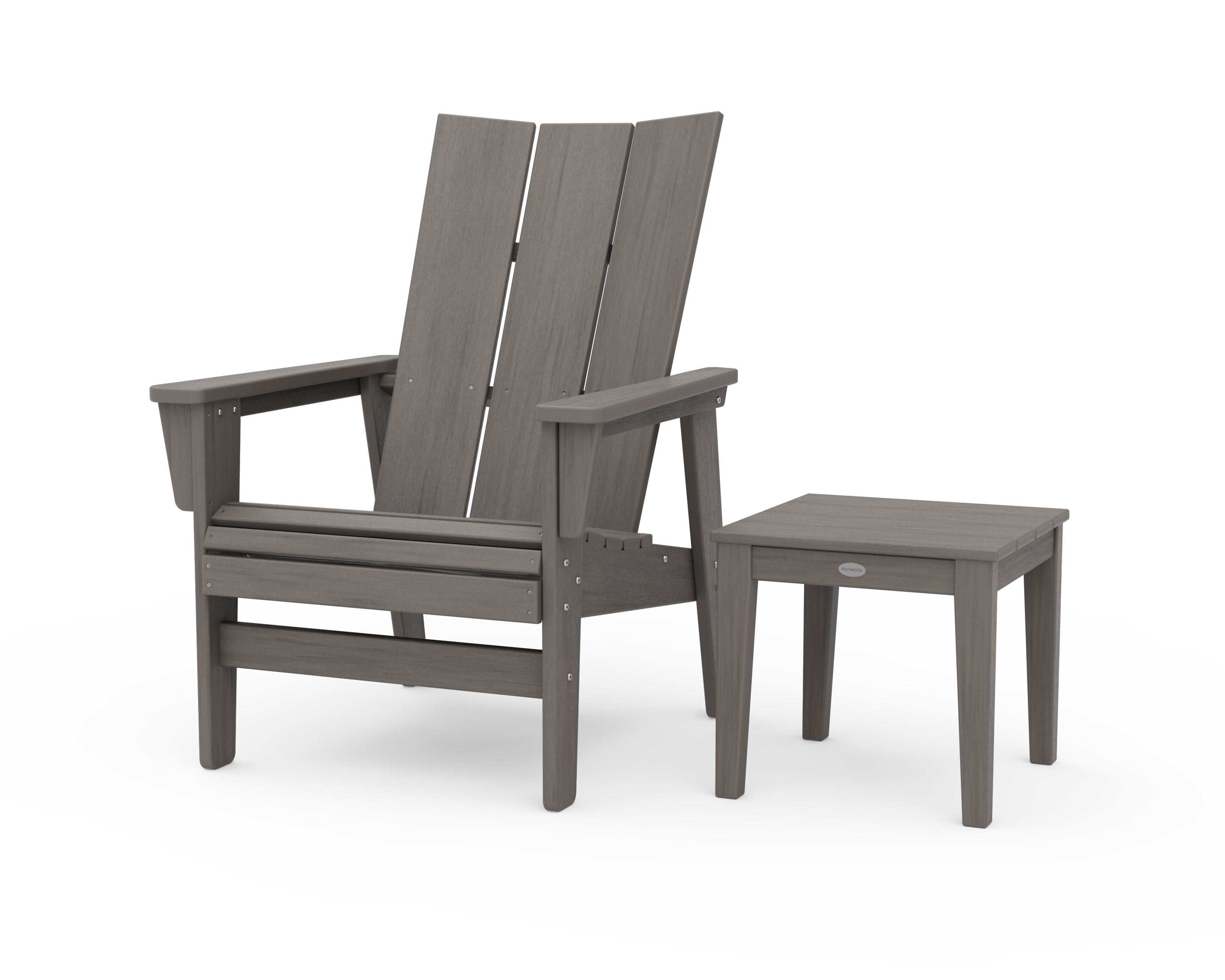 Modern Grand Upright Adirondack Chair with Side Table in Driftwood