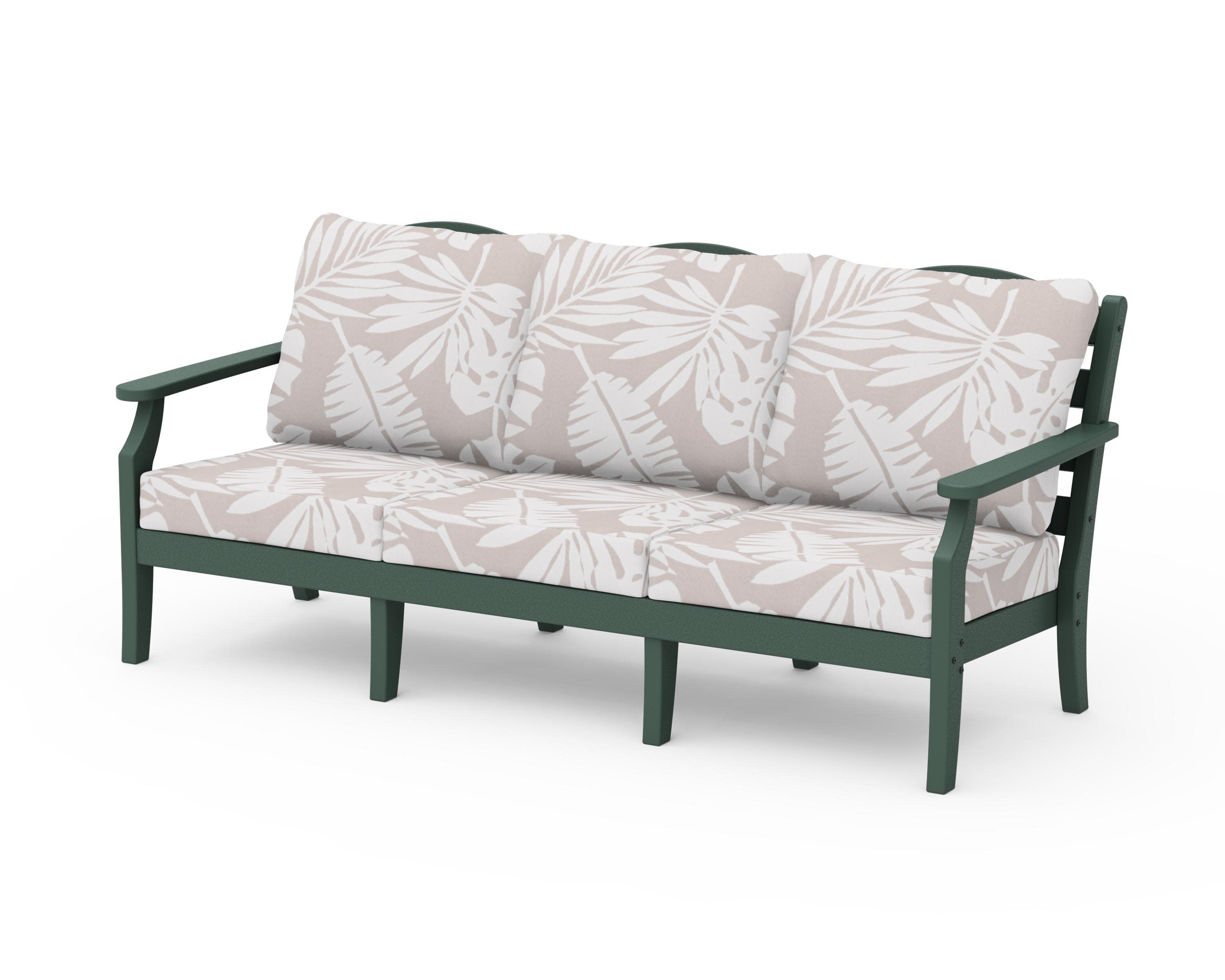 Savannah Deep Seating Sofa in Green / Leaf Dune Burlap
