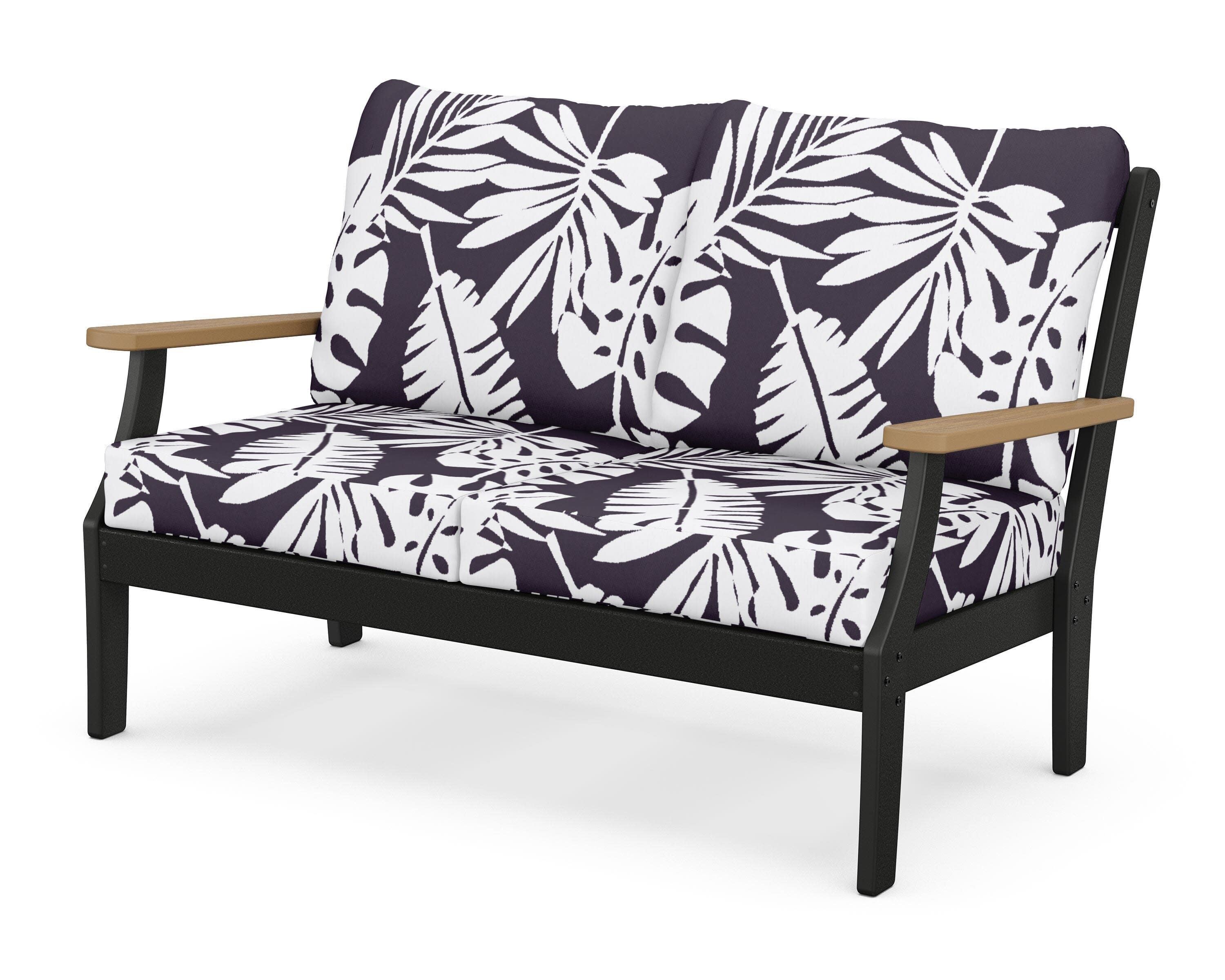 Braxton Deep Seating Loveseat in Black / Natural / Leaf Navy