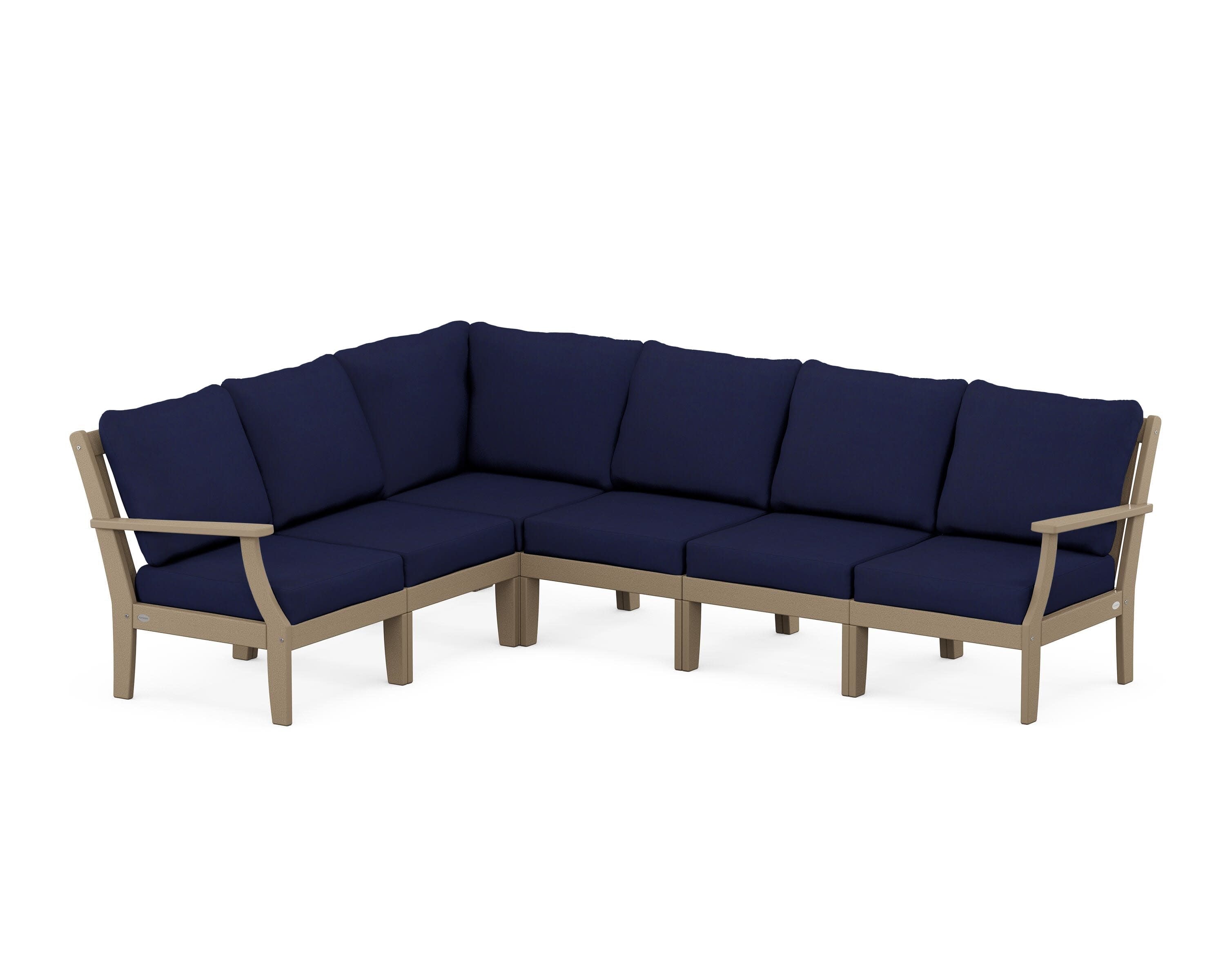 Braxton Modular 6-Piece Deep Seating Set in Vintage Sahara / Navy