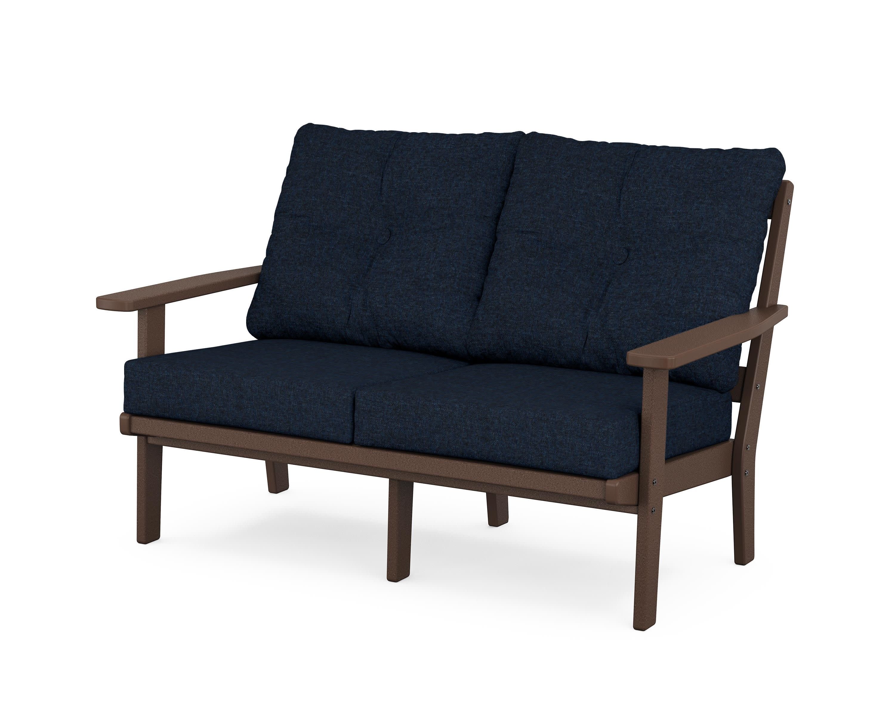 Oxford Deep SeatingLoveseat in Mahogany / Marine Indigo