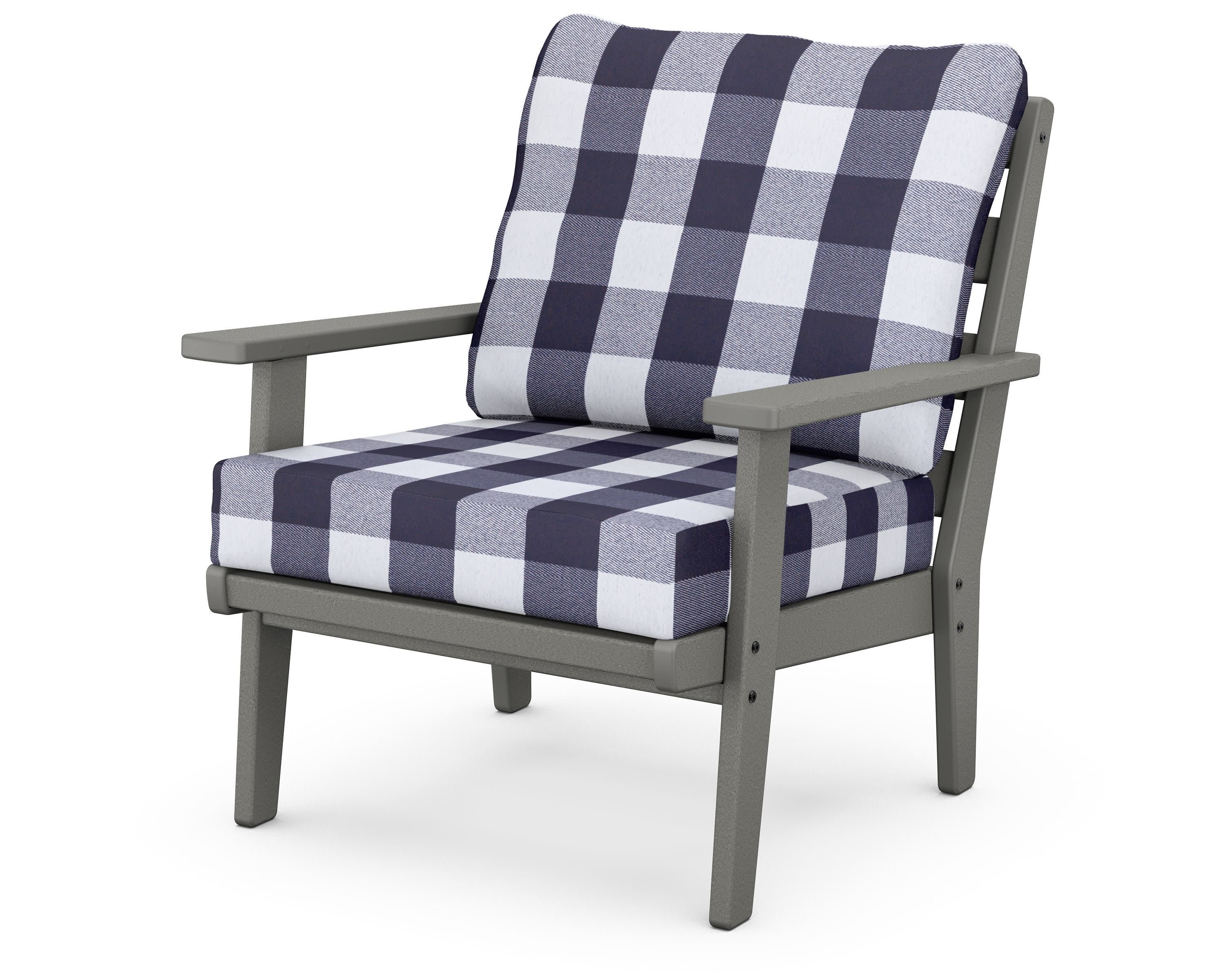 Grant Park Deep Seating Chair in Slate Grey / Buffalo Plaid Navy