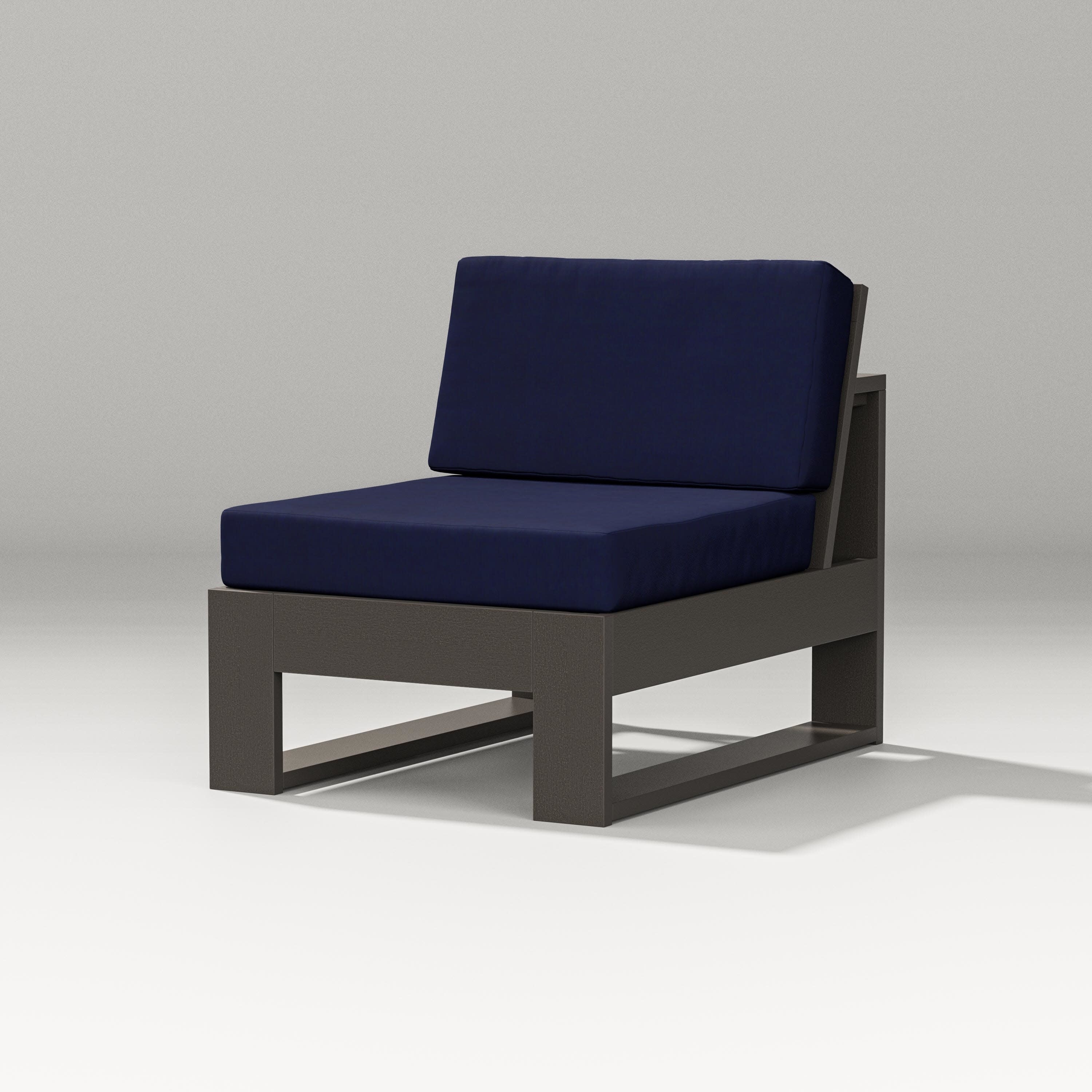 Latitude Modular Armless Chair in Vintage Coffee / Navy