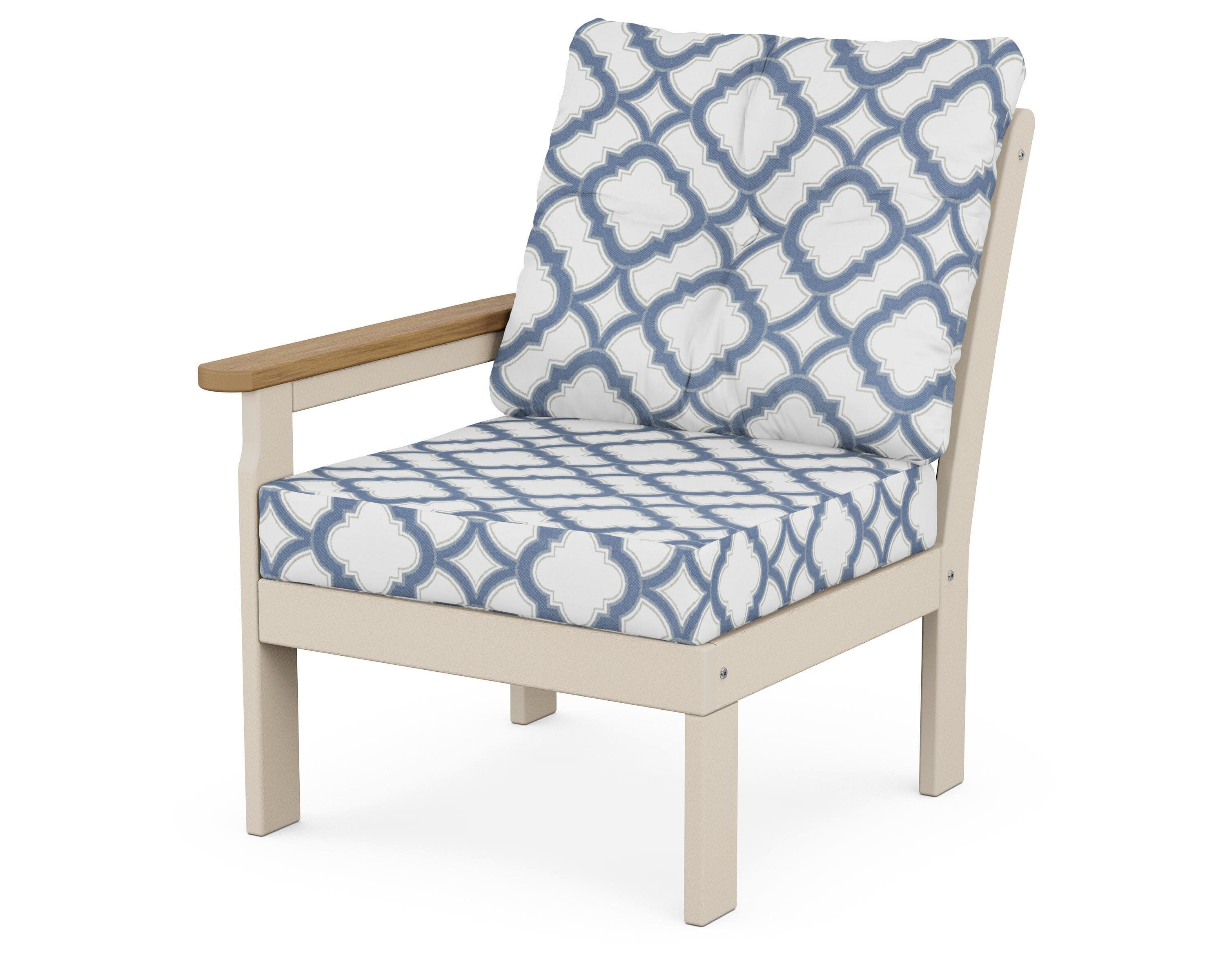Vineyard Modular Left Arm Chair in Sand / Natural / Trellis Sky Blue