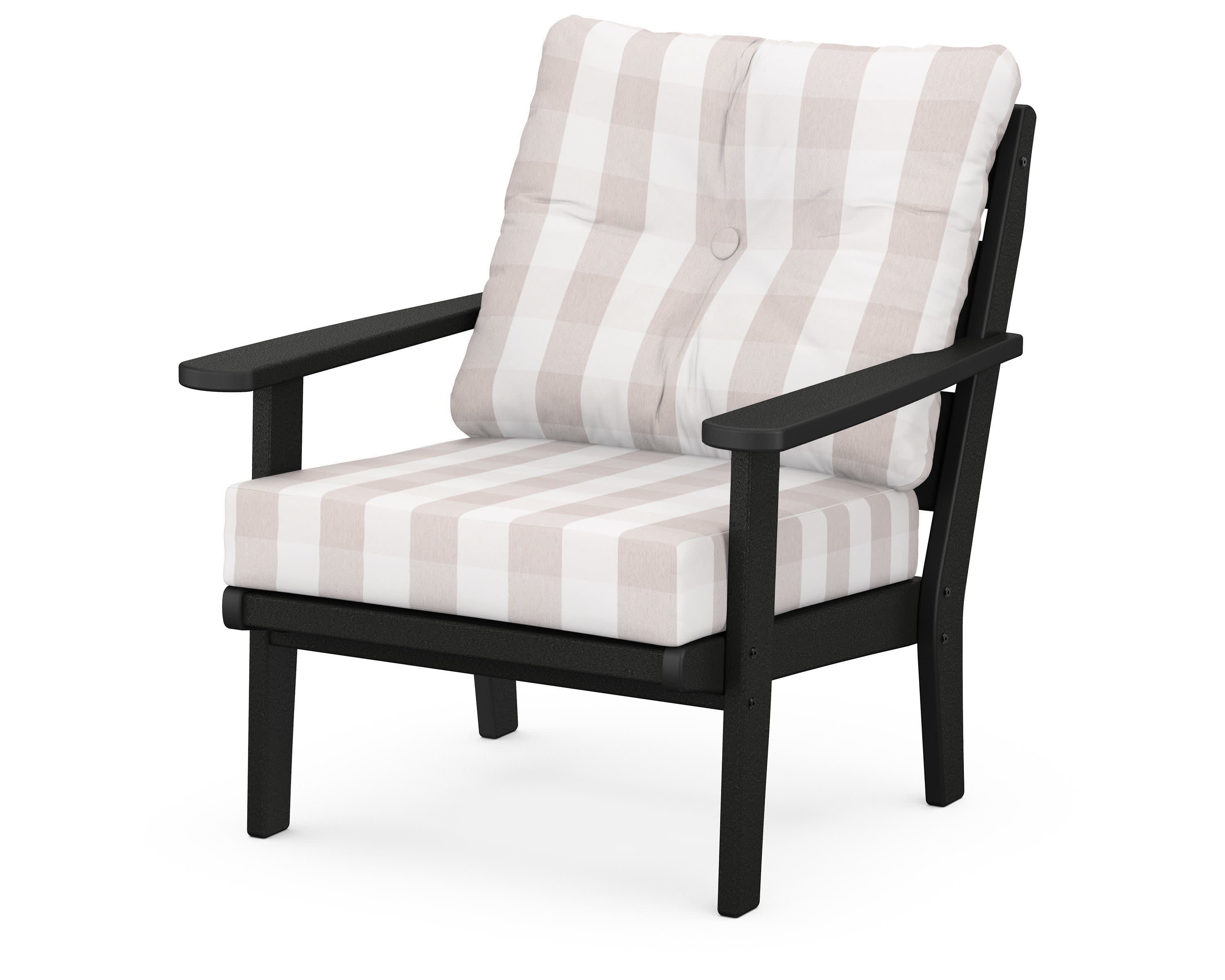 Lakeside Deep Seating Chair in Black / Buffalo Plaid Dune Burlap