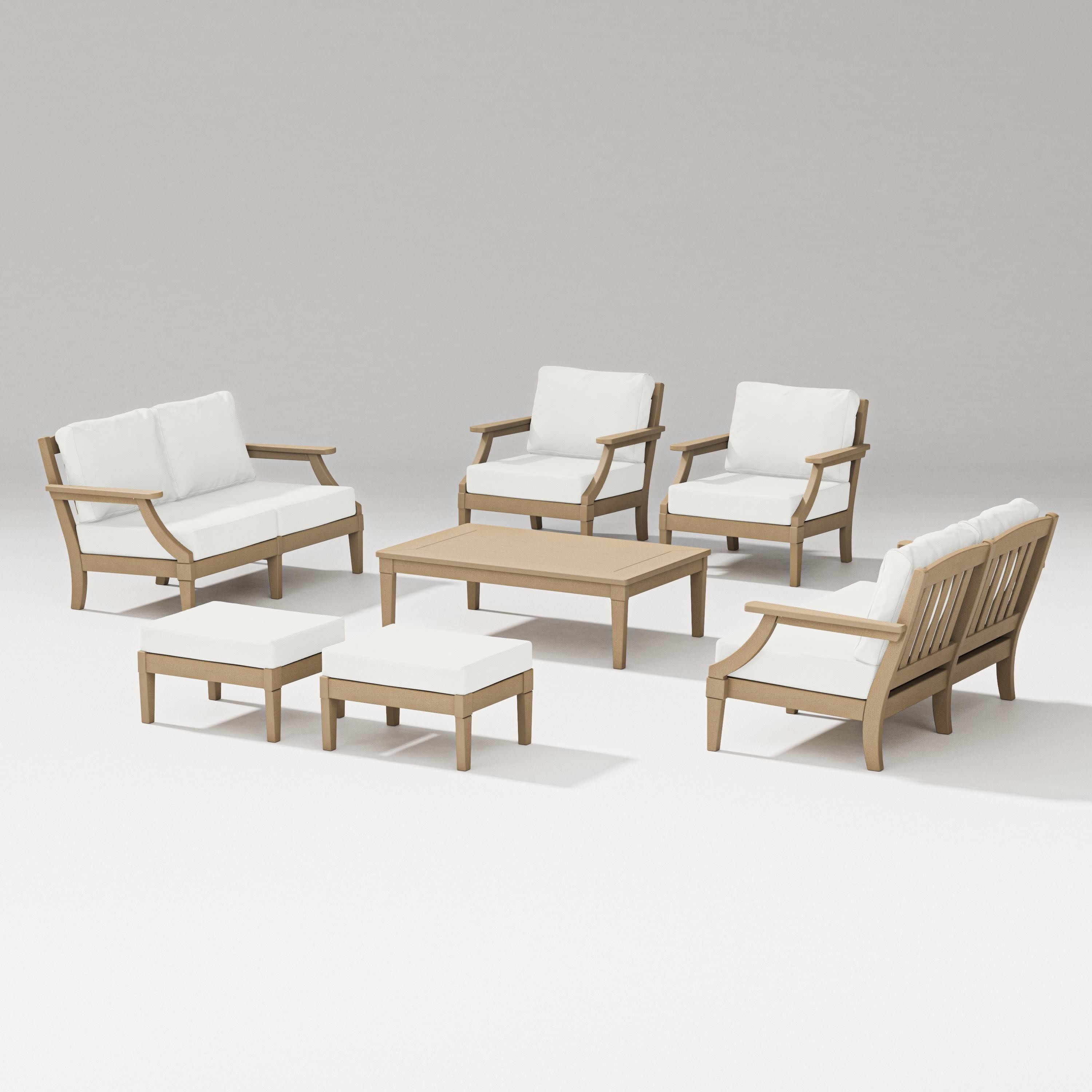 Estate 7-Piece Lounge Loveseat Set in Vintage Sahara / Natural Linen