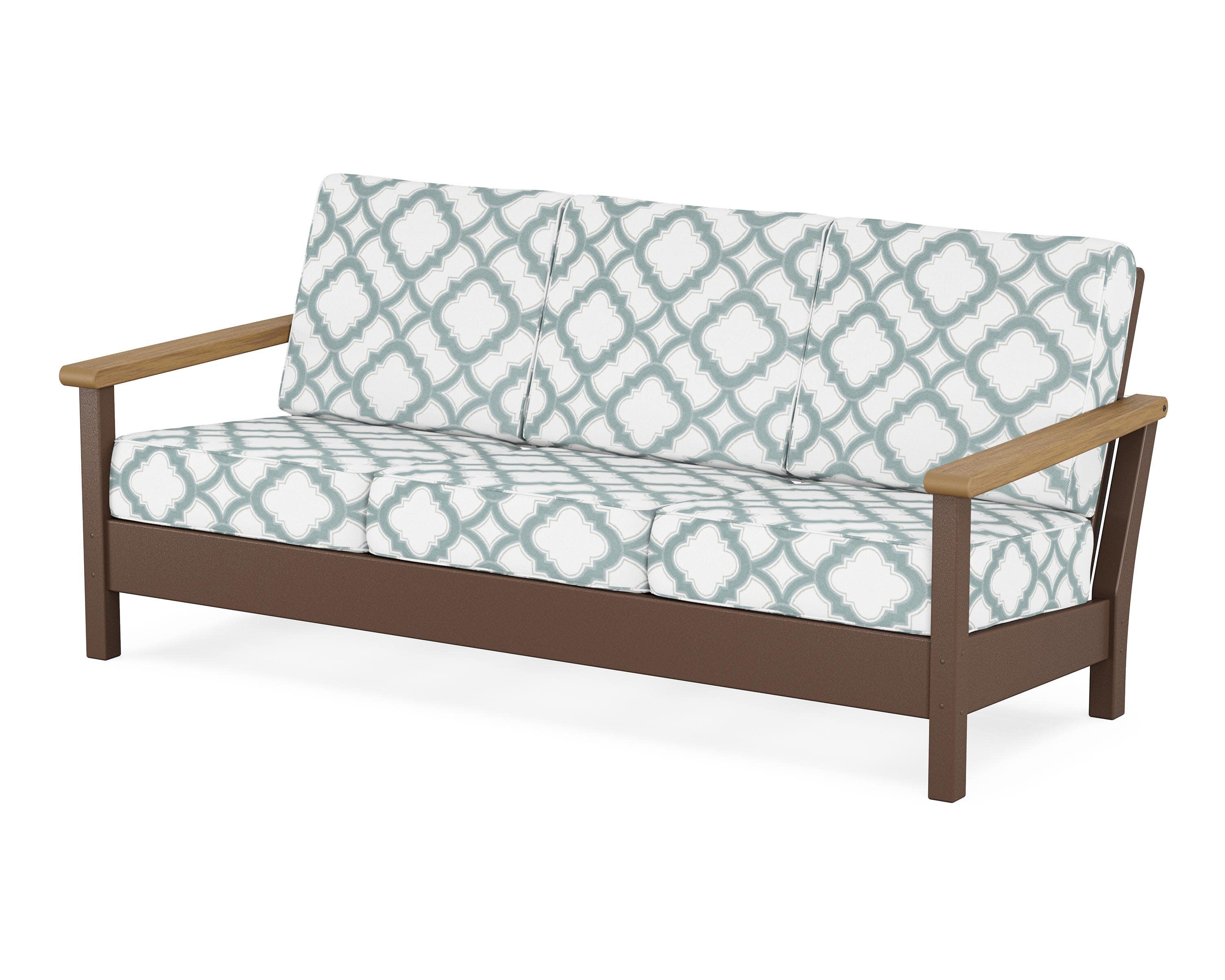 Harbour Deep Seating Sofa in Mahogany / Natural / Trellis Glacier Spa
