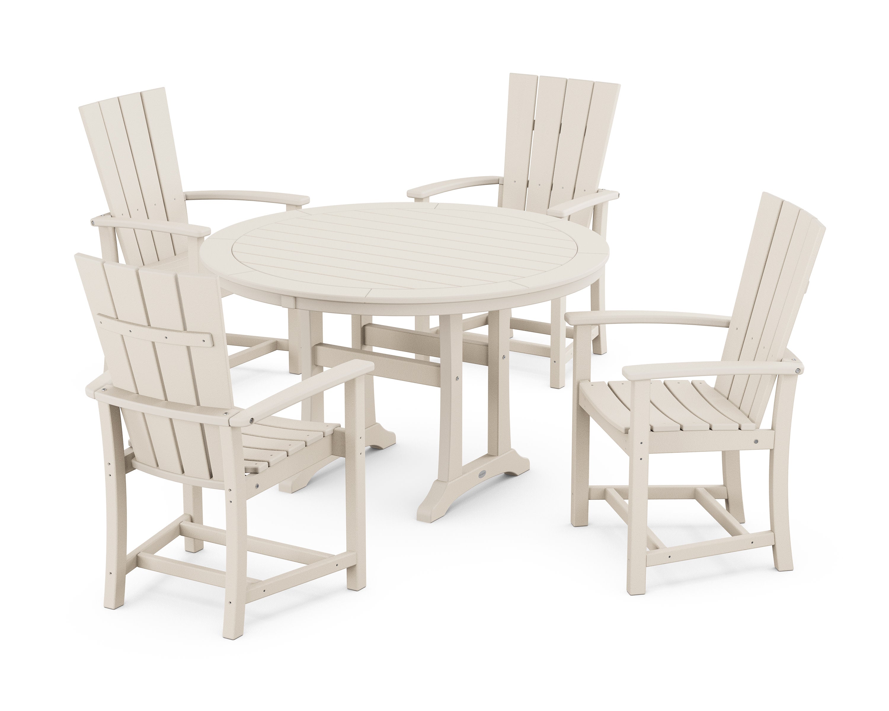 Quattro 5-Piece Round Dining Set with Trestle Legs in Sand