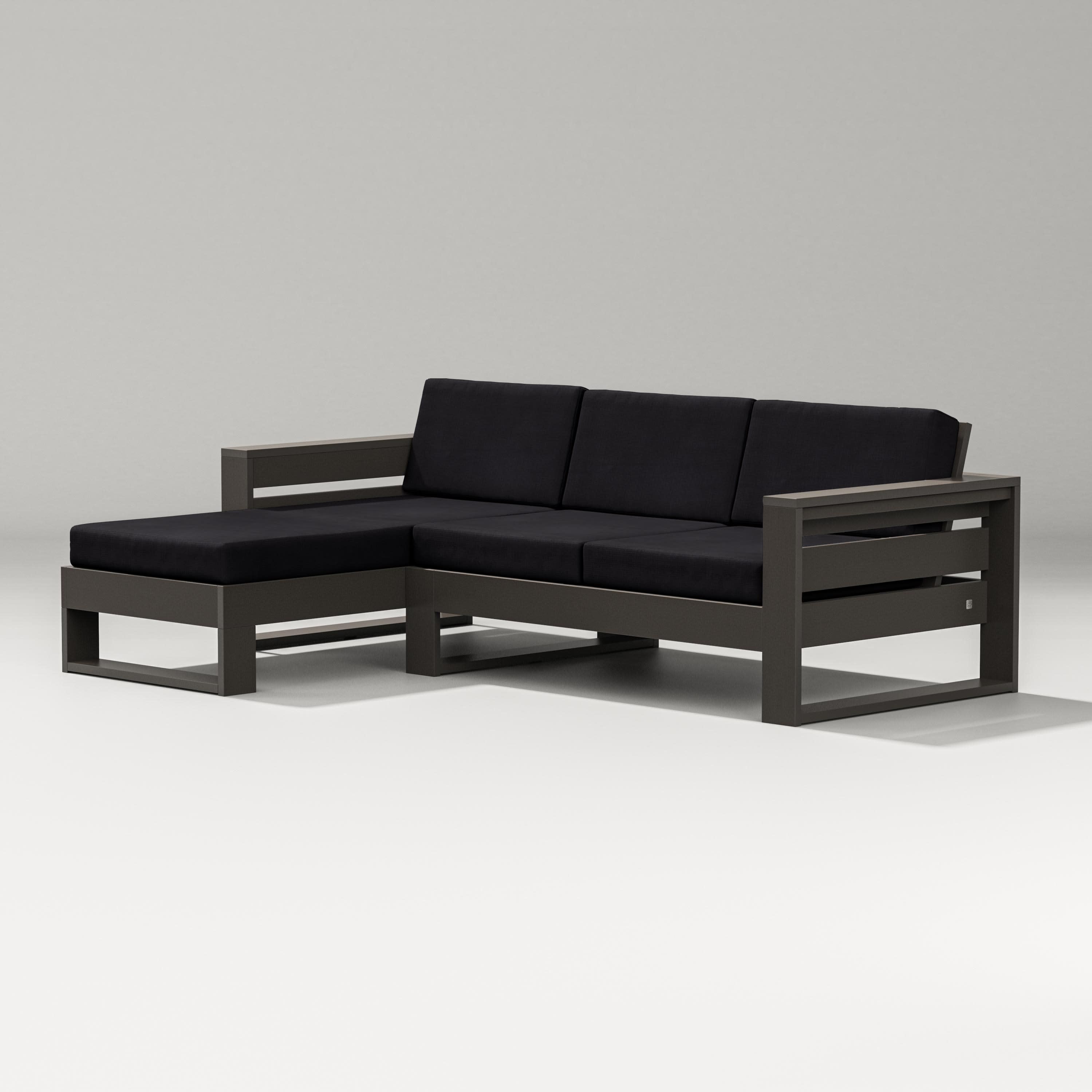 Latitude Left Chaise Sectional in Vintage Coffee / Midnight Linen