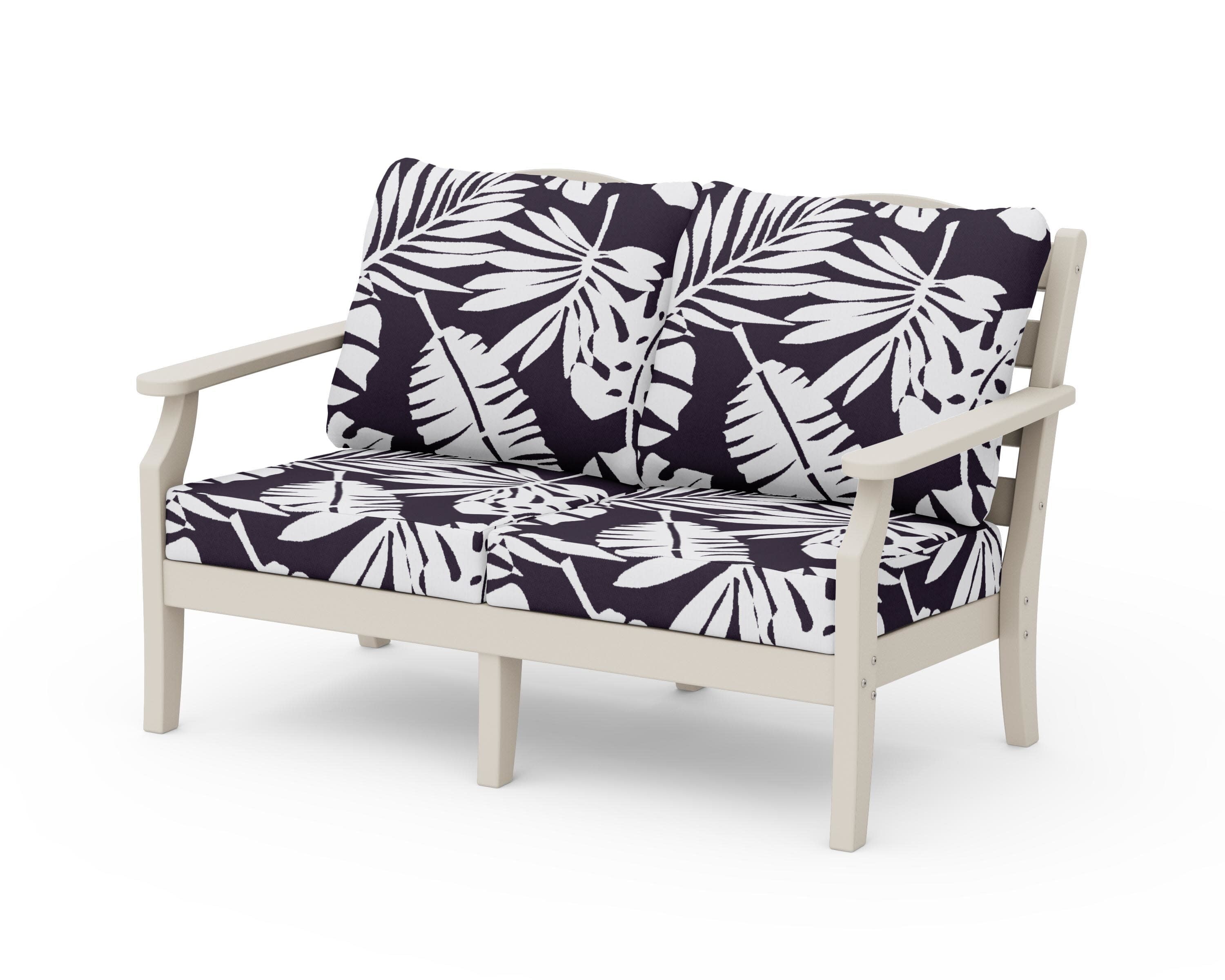 Savannah Deep Seating Loveseat in Sand / Leaf Navy