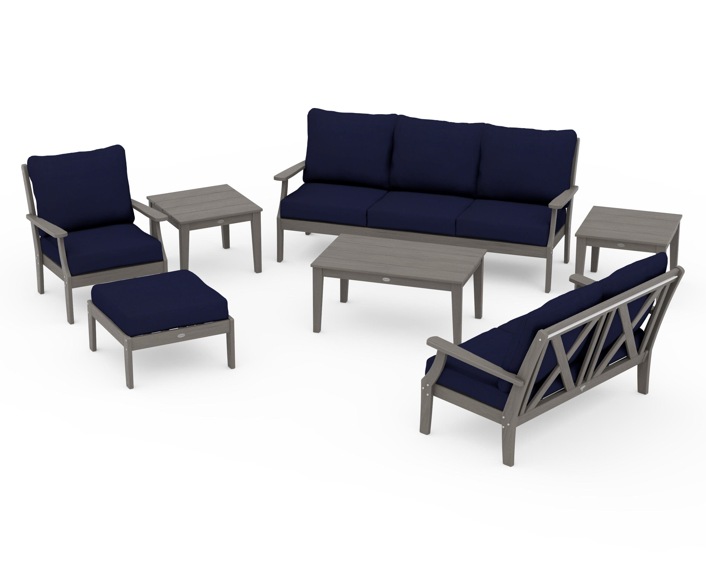 Braxton 7-Piece Deep Seating Set in Driftwood / Navy