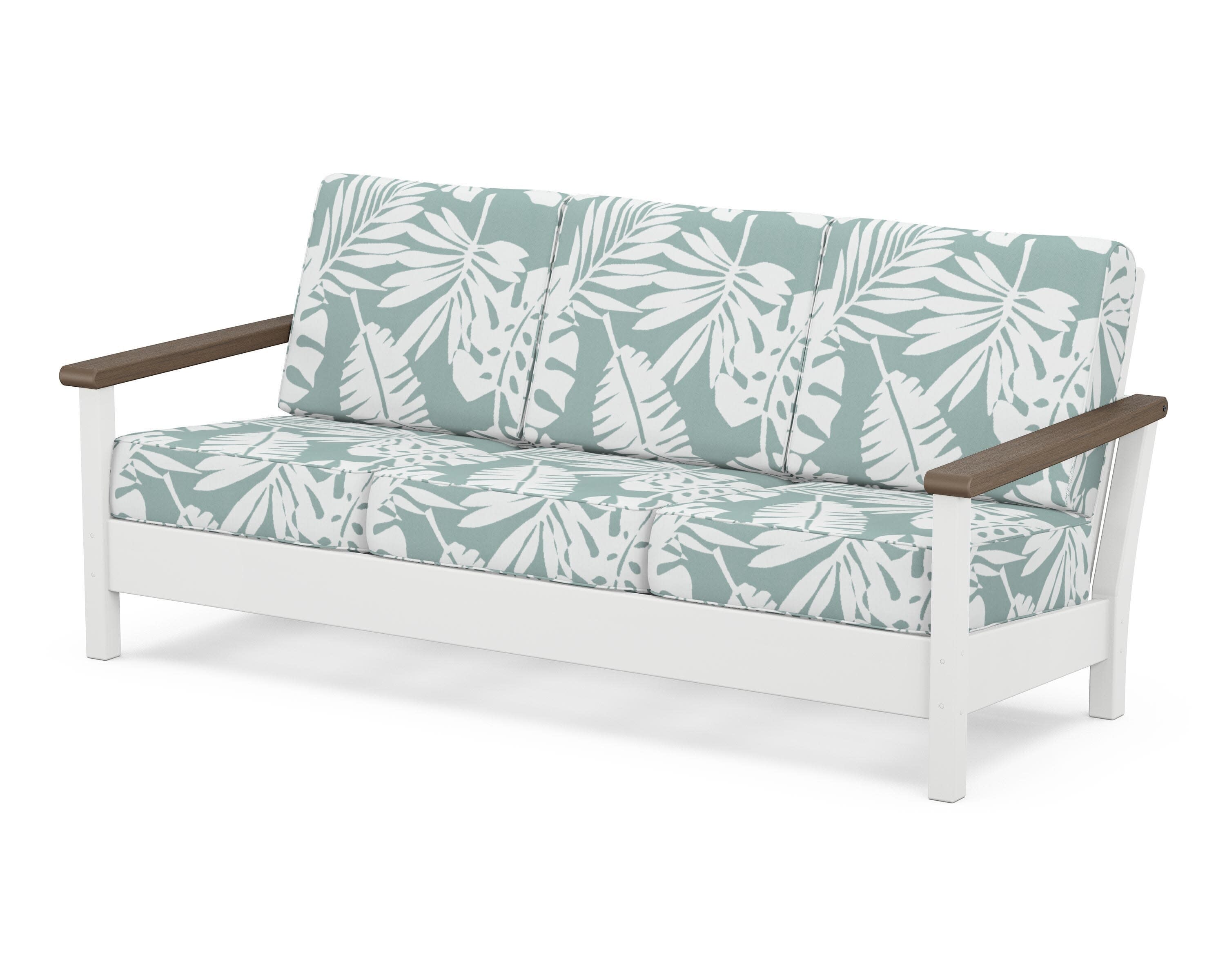 Harbour Deep Seating Sofa in White / Kona / Leaf Glacier Spa
