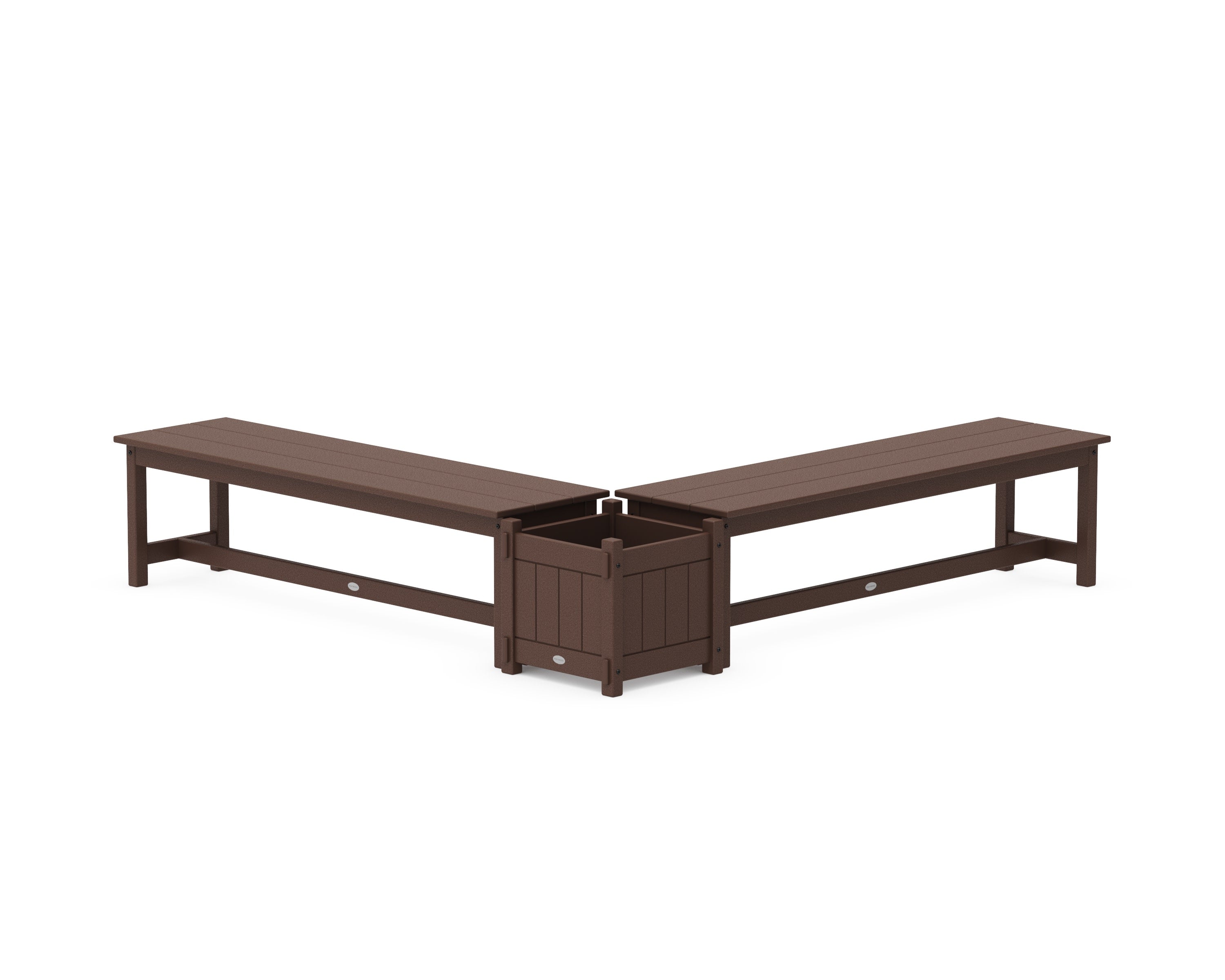 60" Vineyard L- Shaped Planter Bench Set in Mahogany