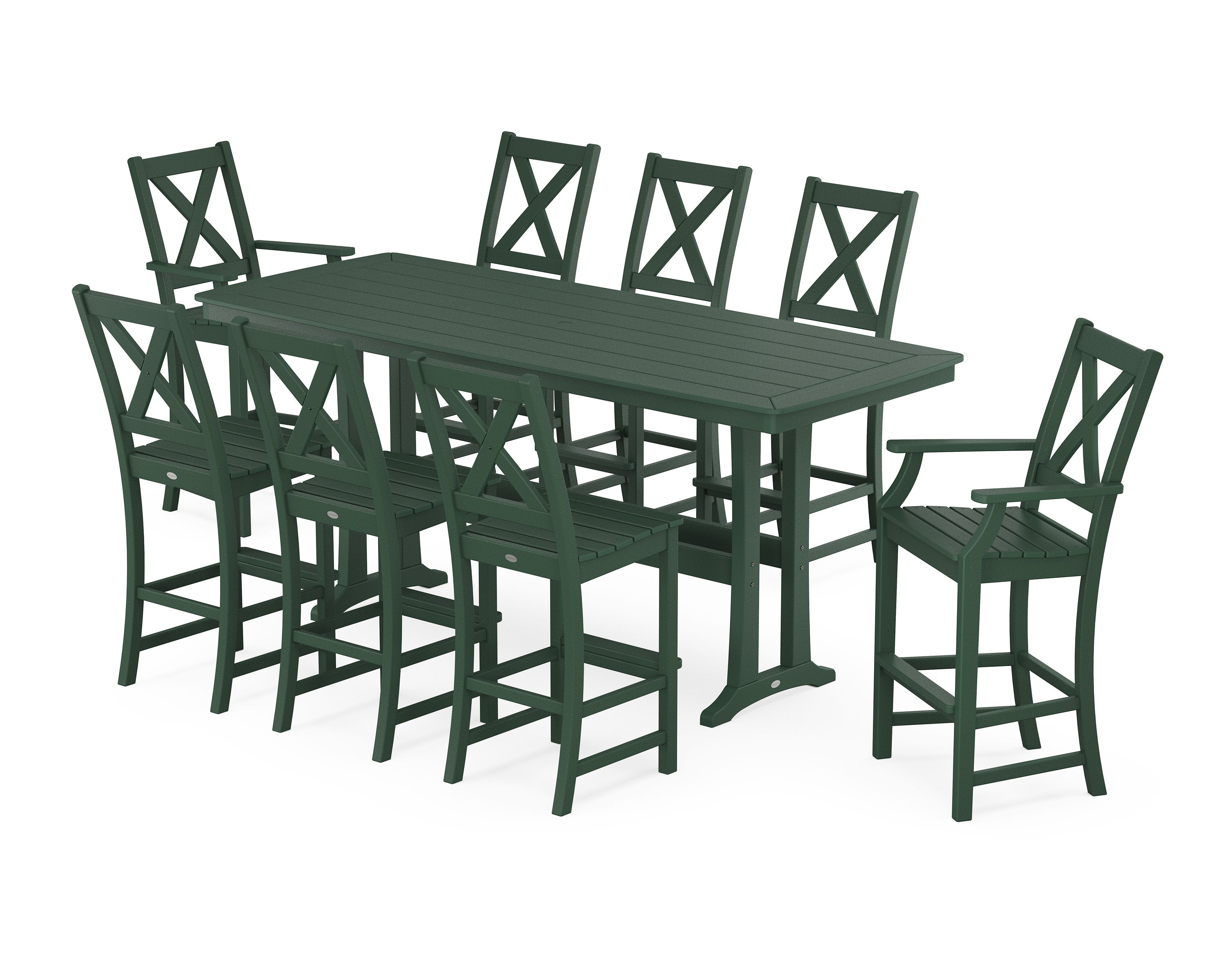 Braxton 9-Piece Bar Set with Trestle Legs in Green
