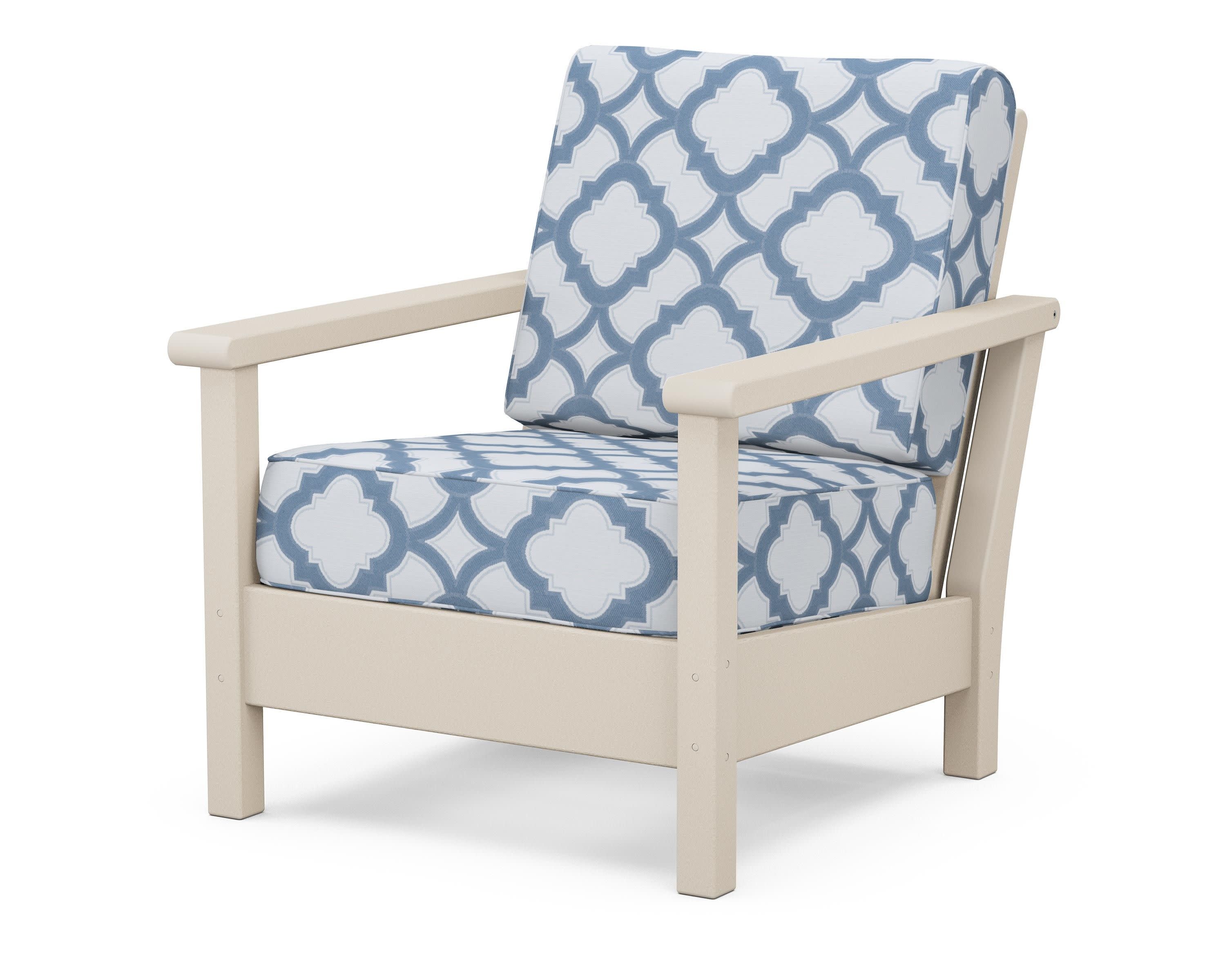 Harbour Deep Seating Chair in Sand / Trellis Sky Blue