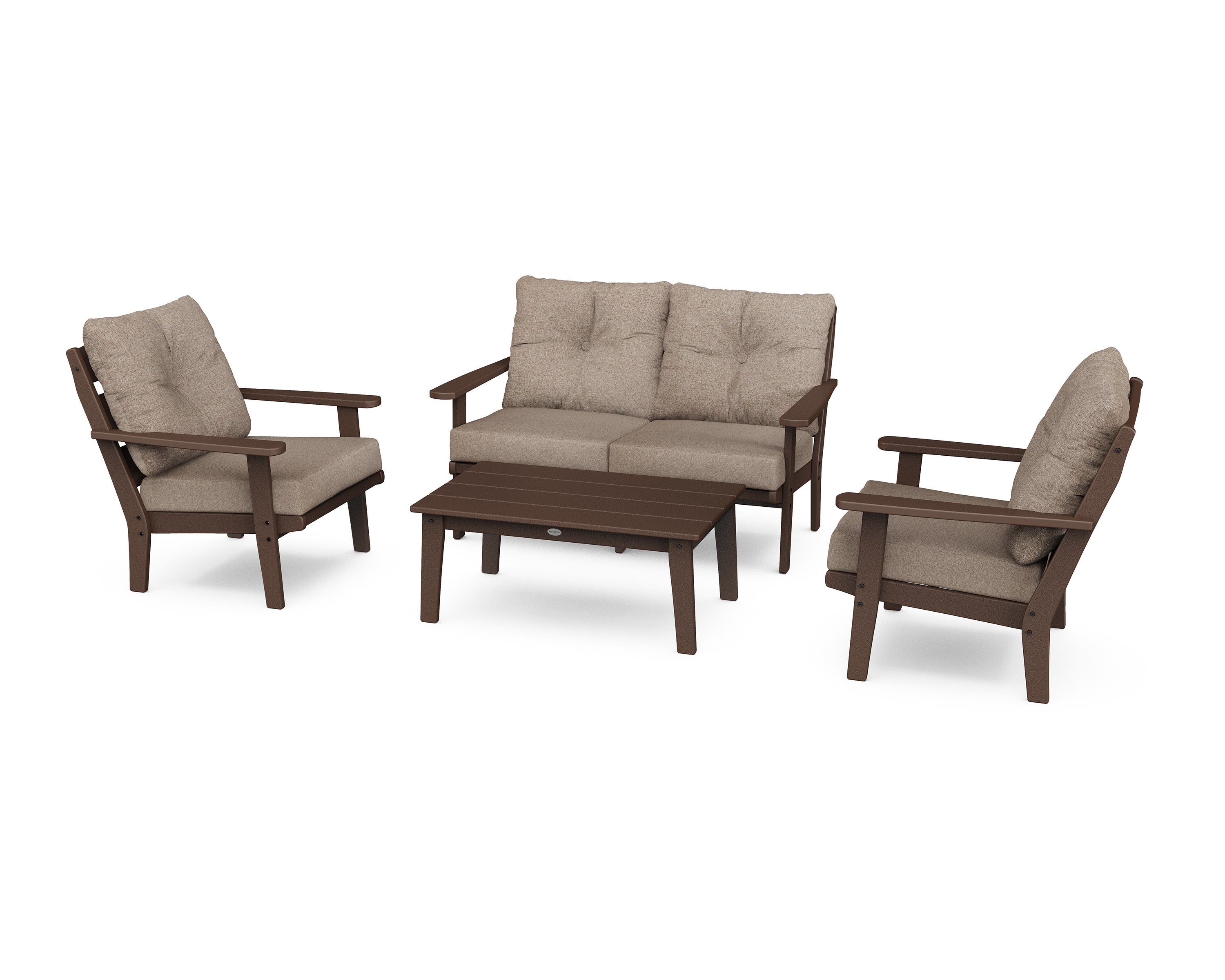 Lakeside 4-Piece Deep Seating Set in Mahogany / Spiced Burlap