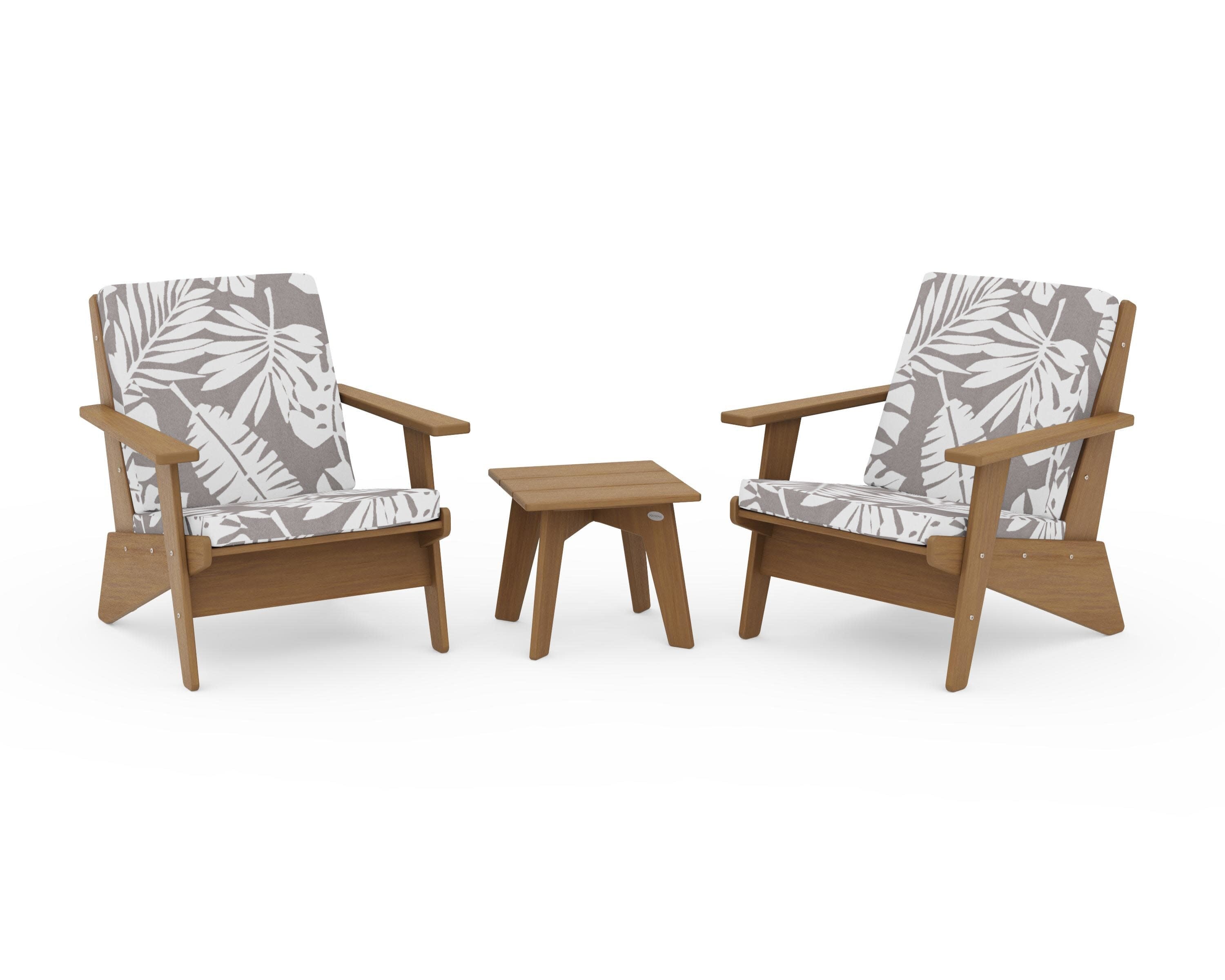 Riviera Modern Lounge 3-Piece Set in Natural / Leaf Grey Mist