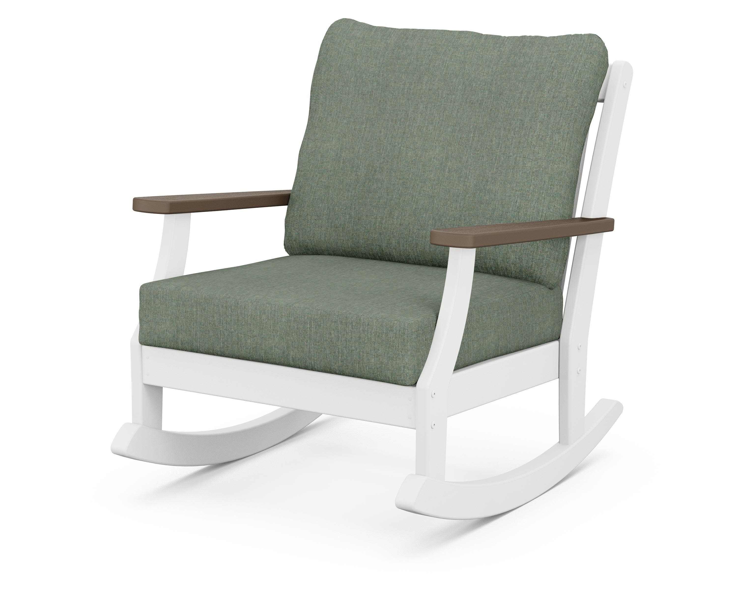 Braxton Deep Seating Rocking Chair in White / Kona / Cast Sage