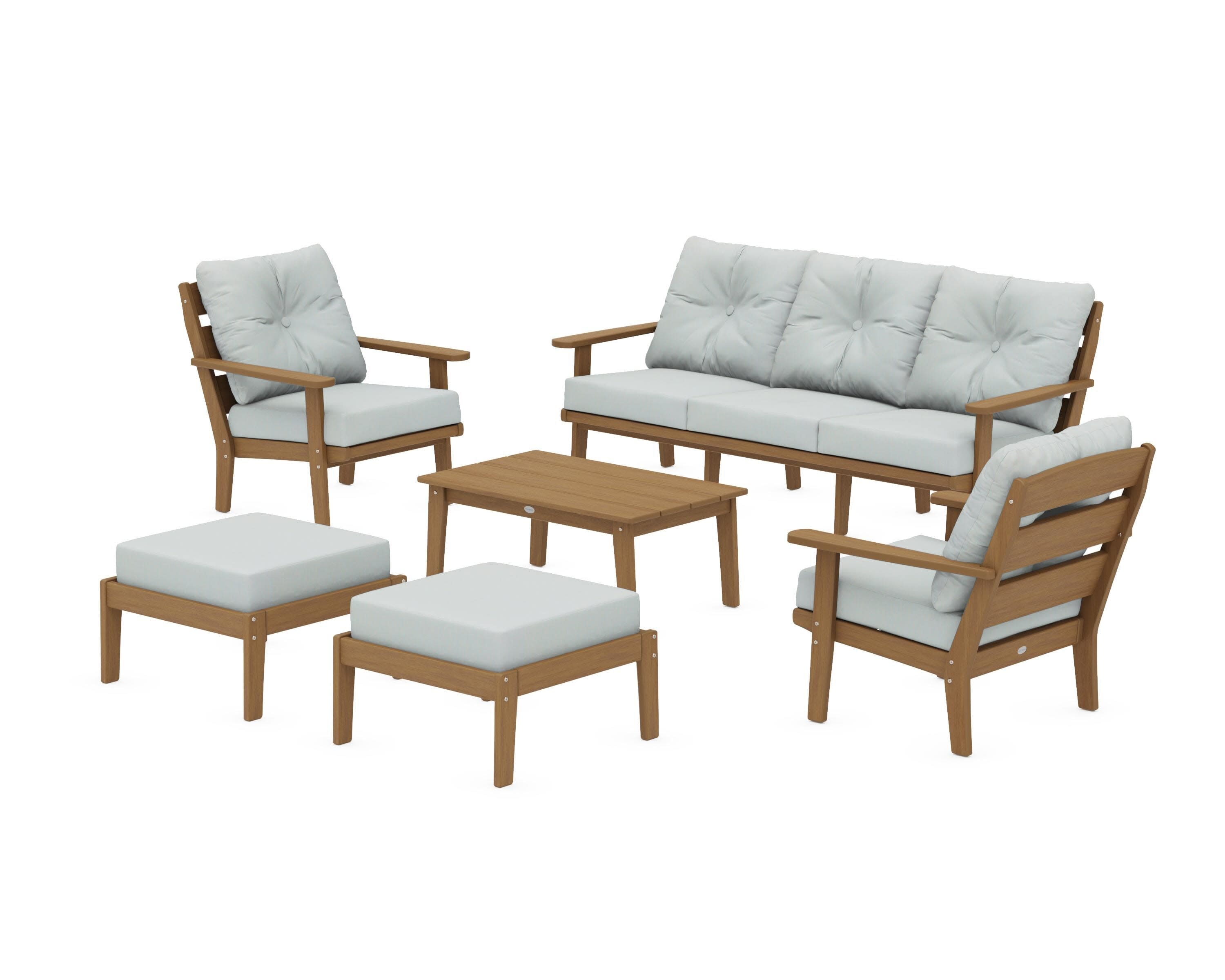 Lakeside 6-Piece Lounge Sofa Set in Natural / Spa