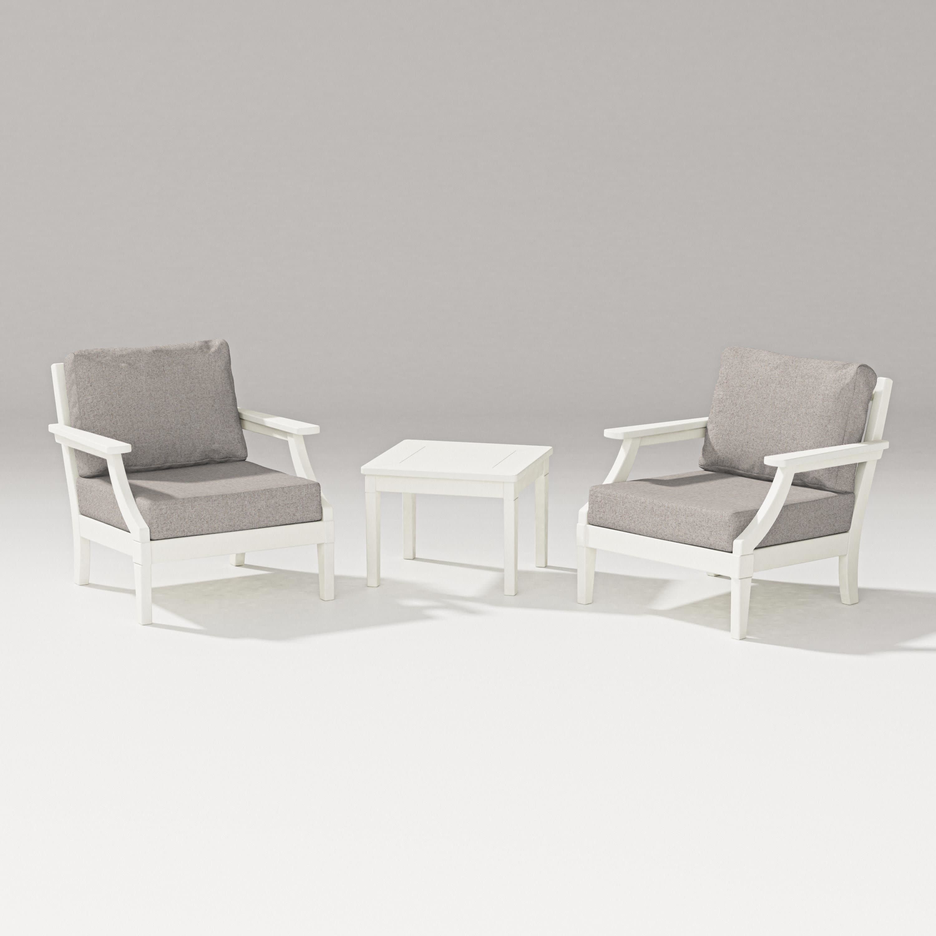 Estate 3-Piece Lounge Chair Set in Vintage White / Weathered Tweed