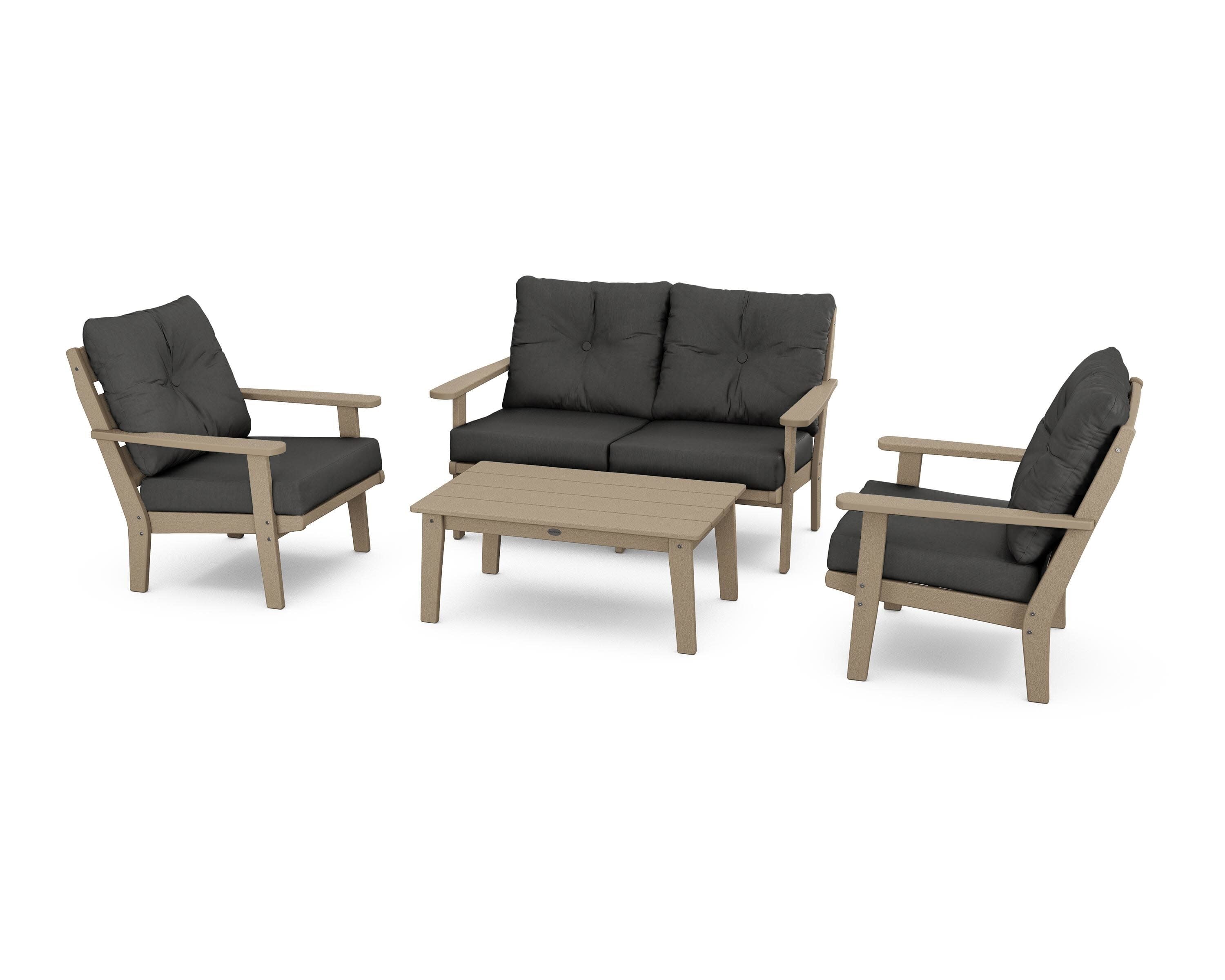 Lakeside 4-Piece Deep Seating Set in Vintage Sahara / Spectrum Carbon