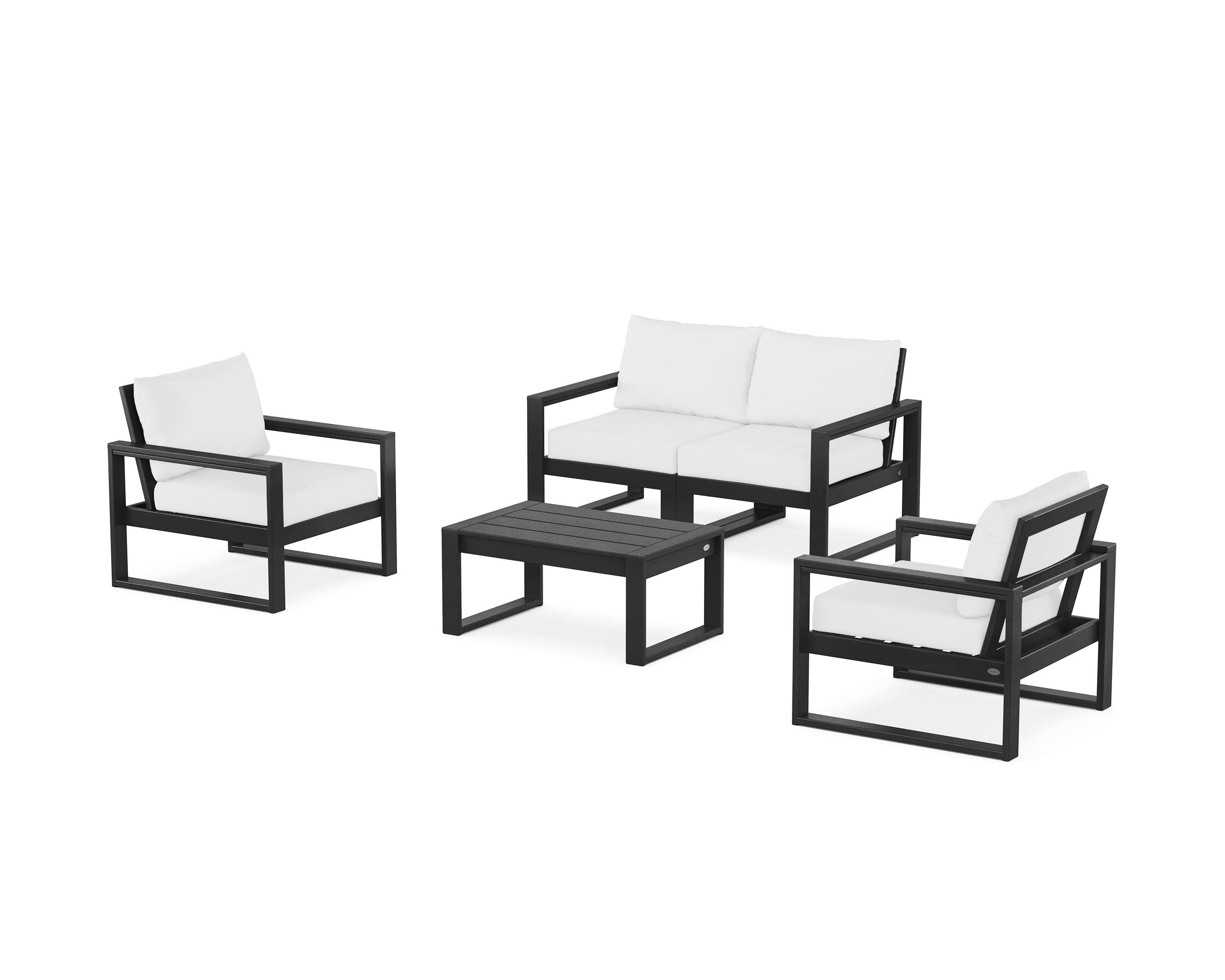 EDGE Sectional 4-Piece Deep Seating Set with Loveseat in Black / Natural