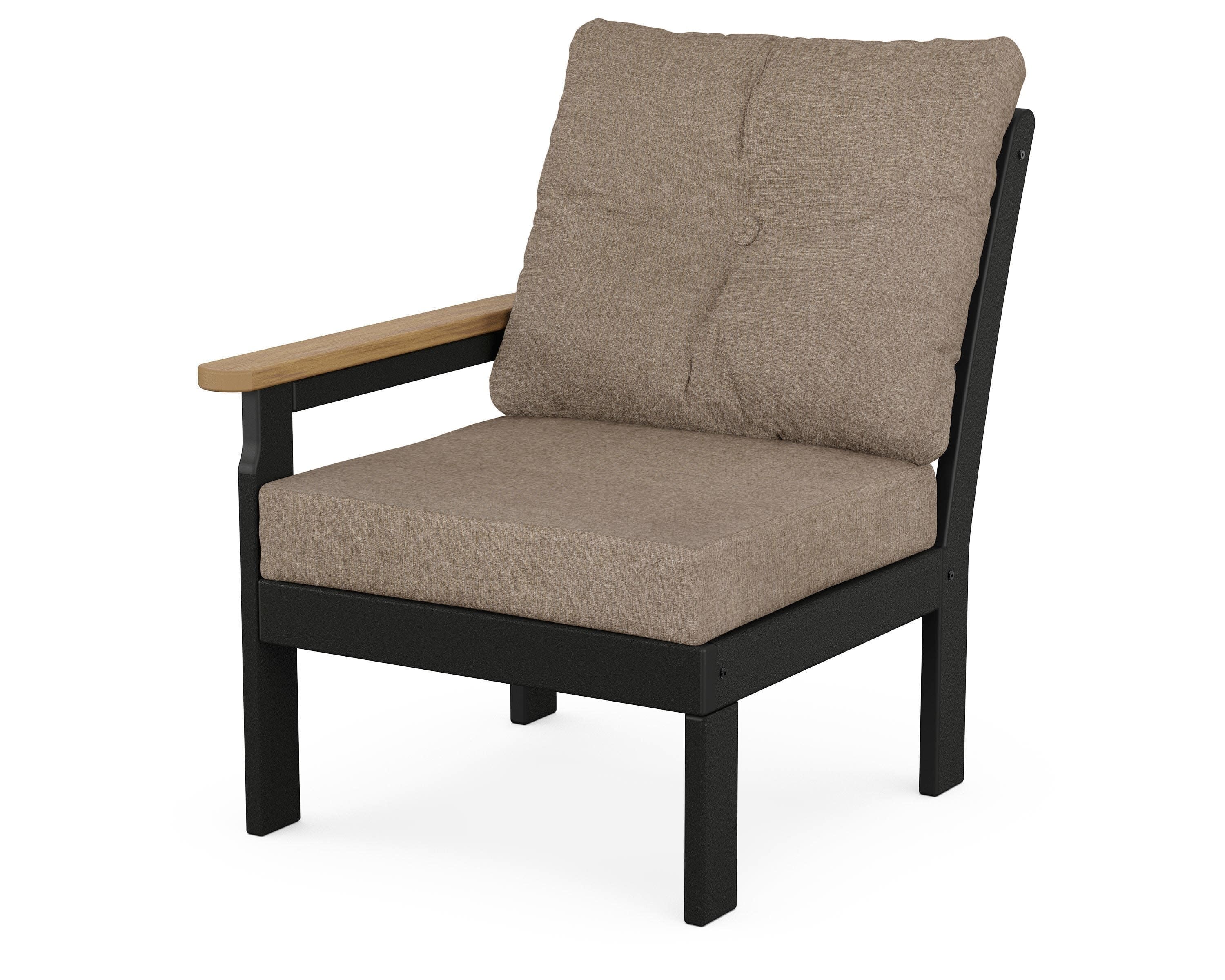 Vineyard Modular Left Arm Chair in Black / Natural / Spiced Burlap