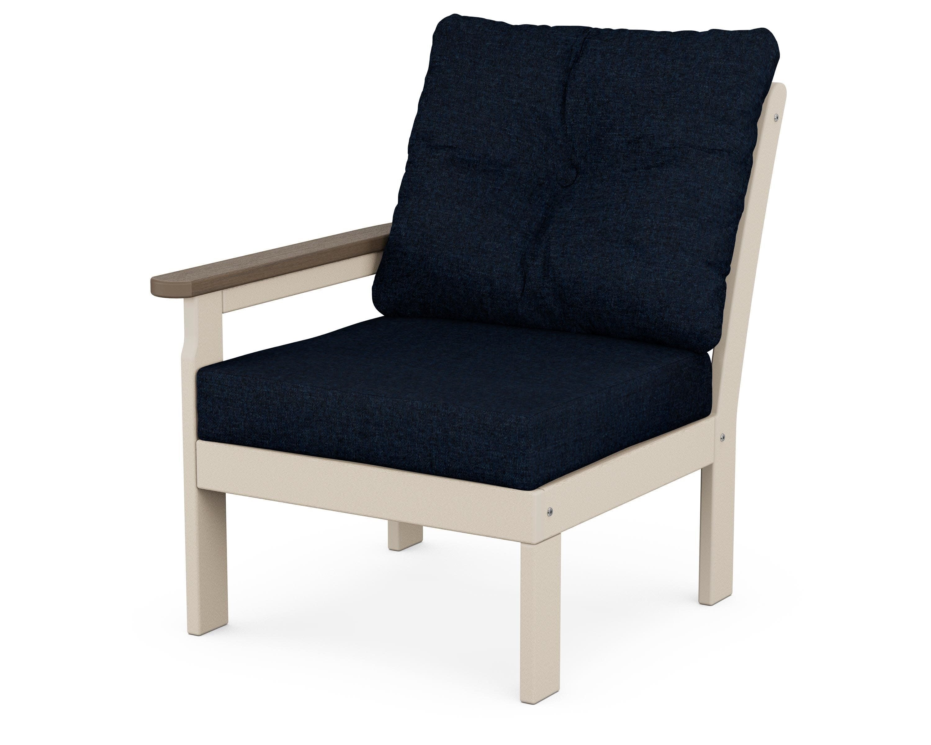 Vineyard Modular Left Arm Chair in Sand / Kona / Marine Indigo