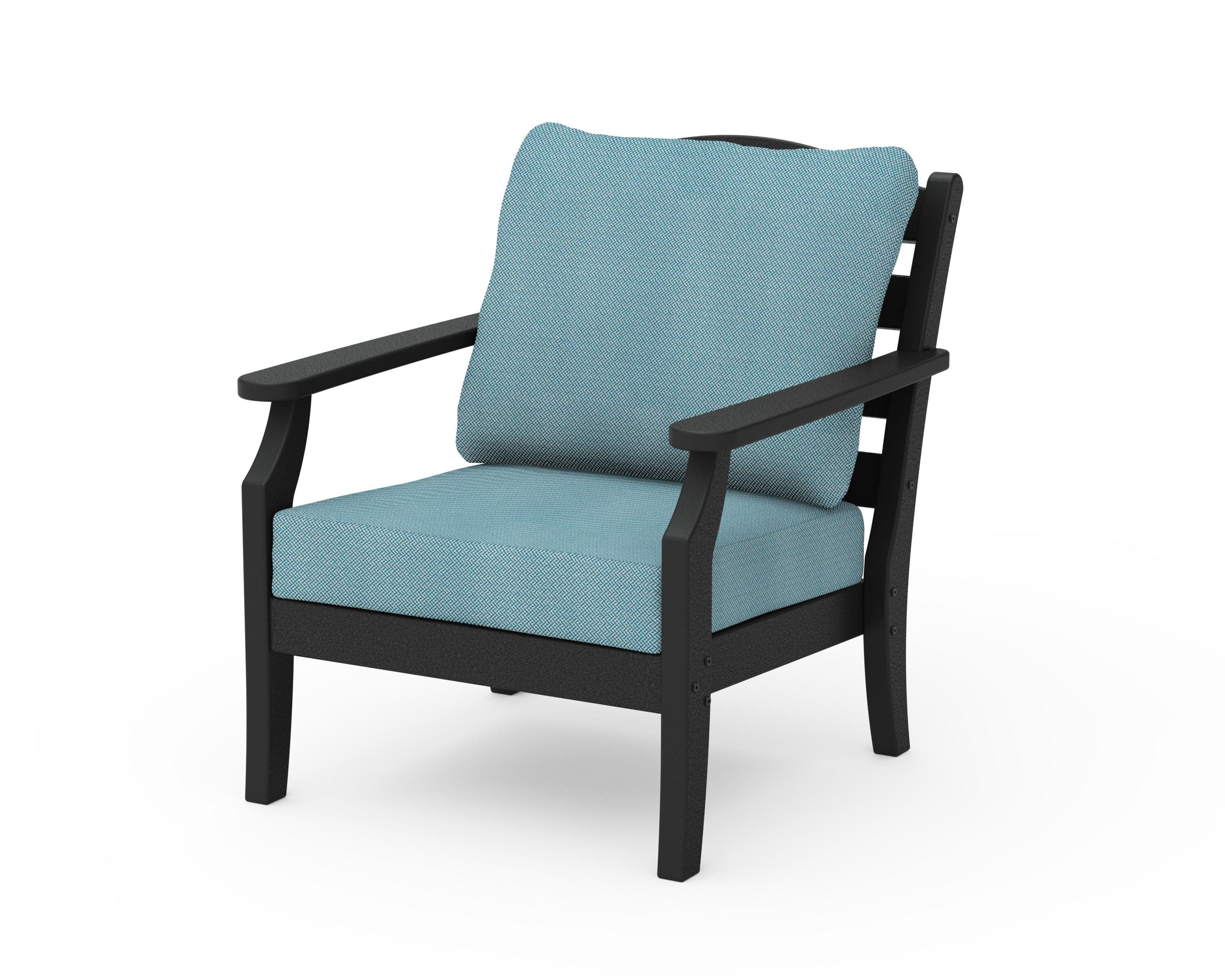 Savannah Deep Seating Chair in Black / Lattice Sky Blue