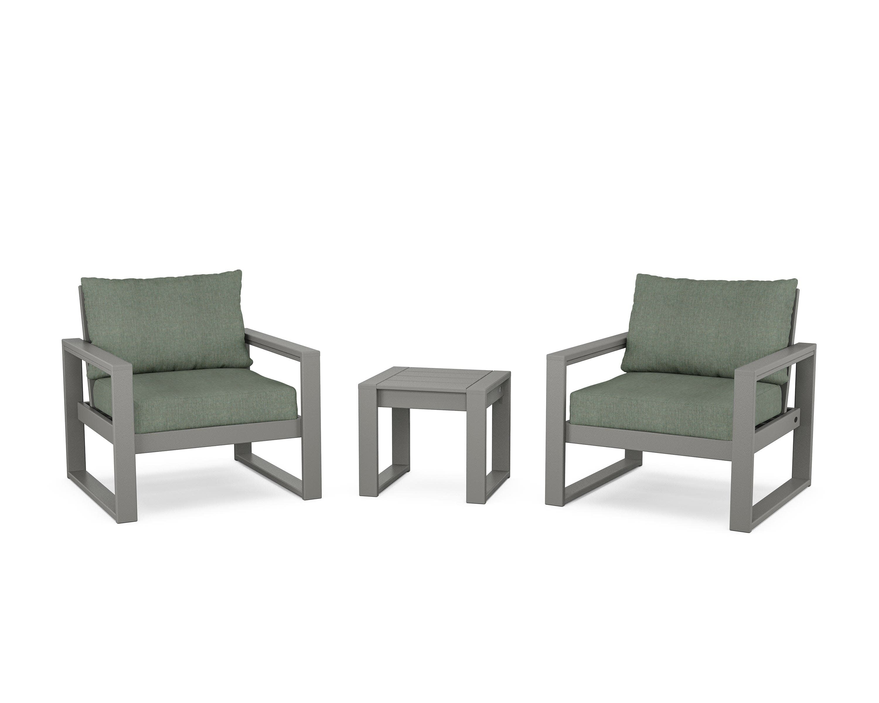 EDGE Sectional 3-Piece Deep Seating Set in Slate Grey / Cast Sage